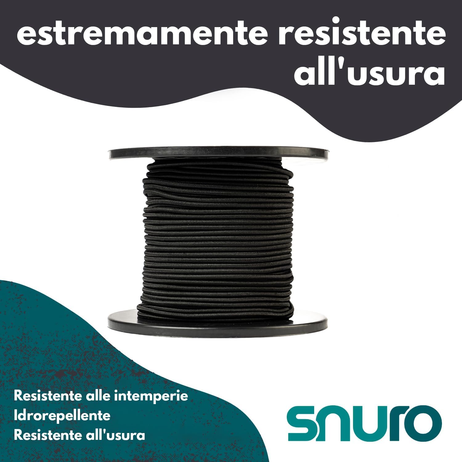 Corda Elastica Rotonda 8mm, 50M, Nera - immagine 3