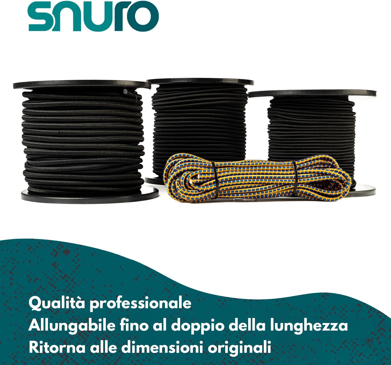 Corda Elastica Rotonda 8mm, 50M, Nera - immagine 4