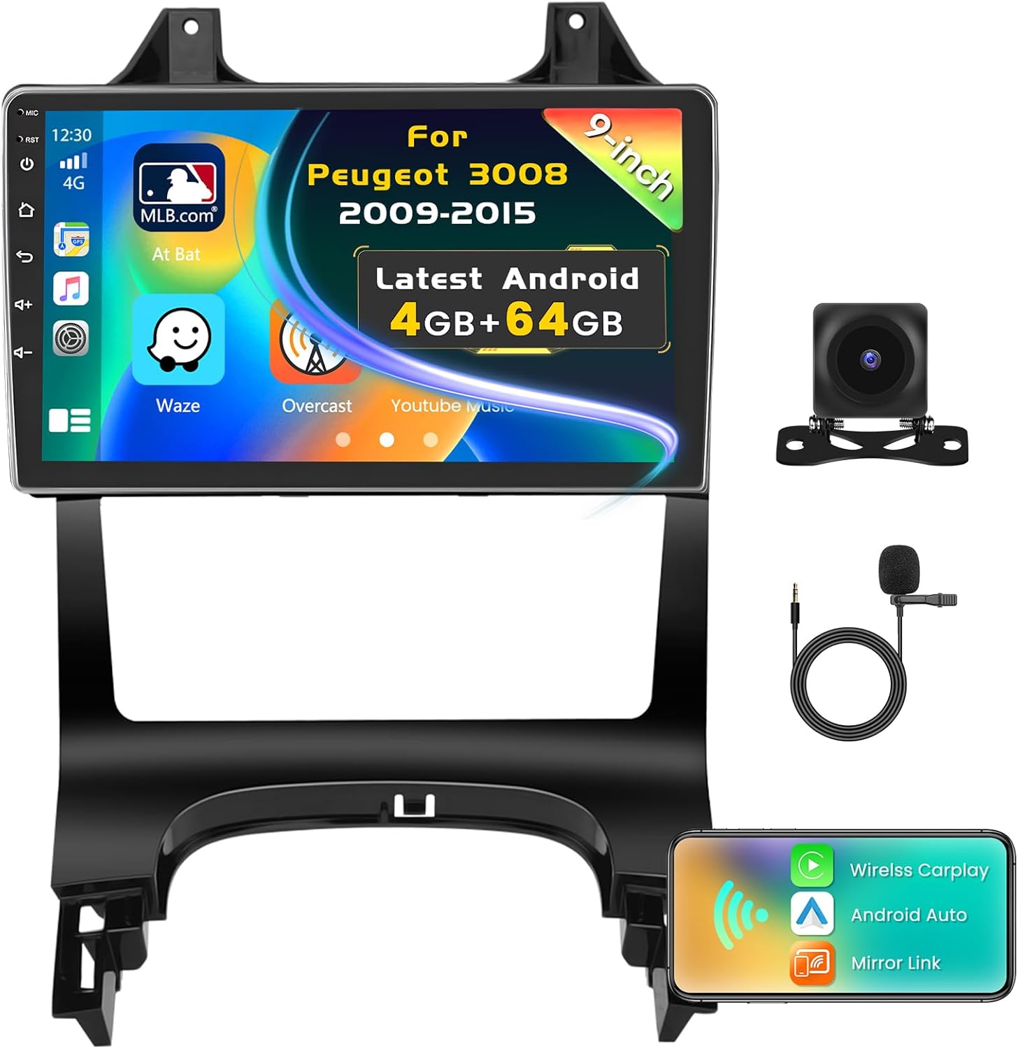 Inefala Android Autoradio 9" per Peugeot 3008 (2009-2015) - immagine 1