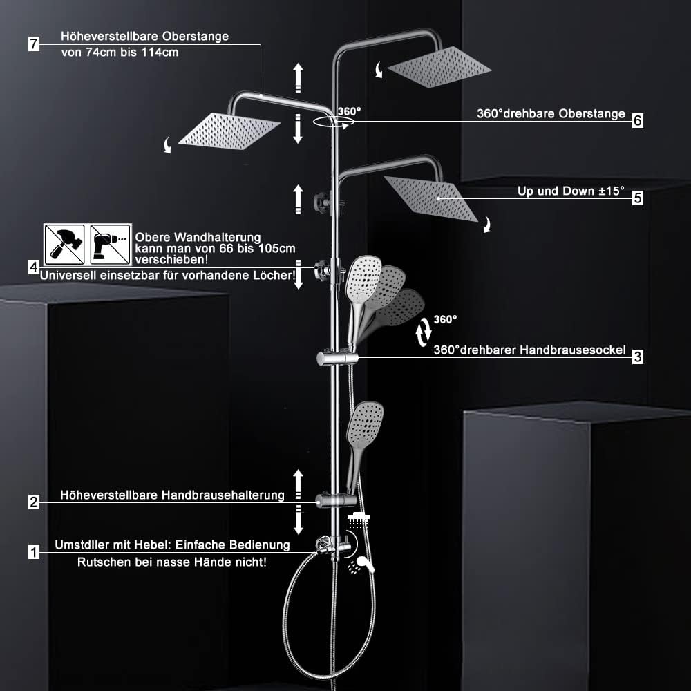 Görbach Colonna Doccia Idromassaggio con Soffione e Doccetta - immagine 3