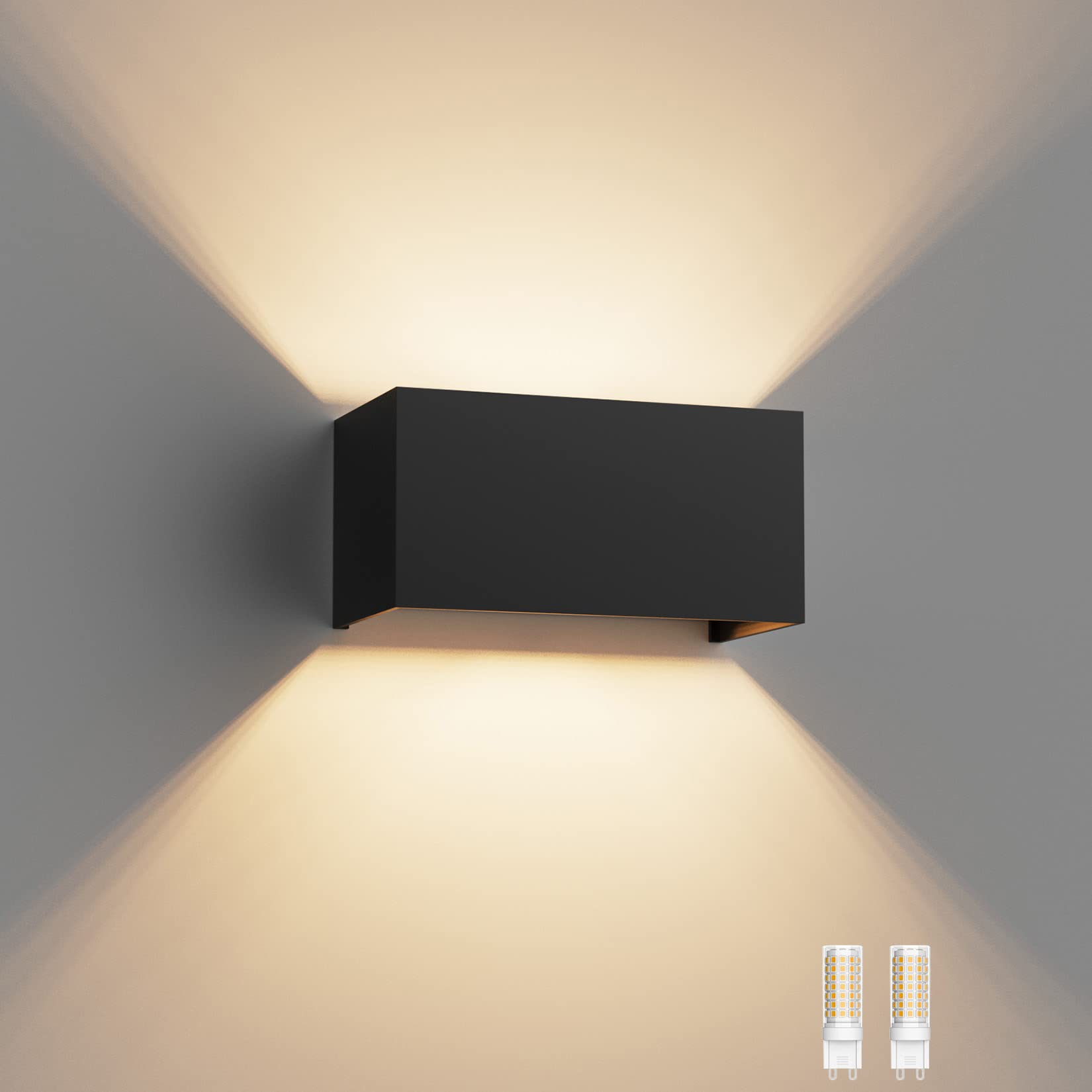 Klighten Lampada da Parete Interno/Esterno 18W G9, Nera