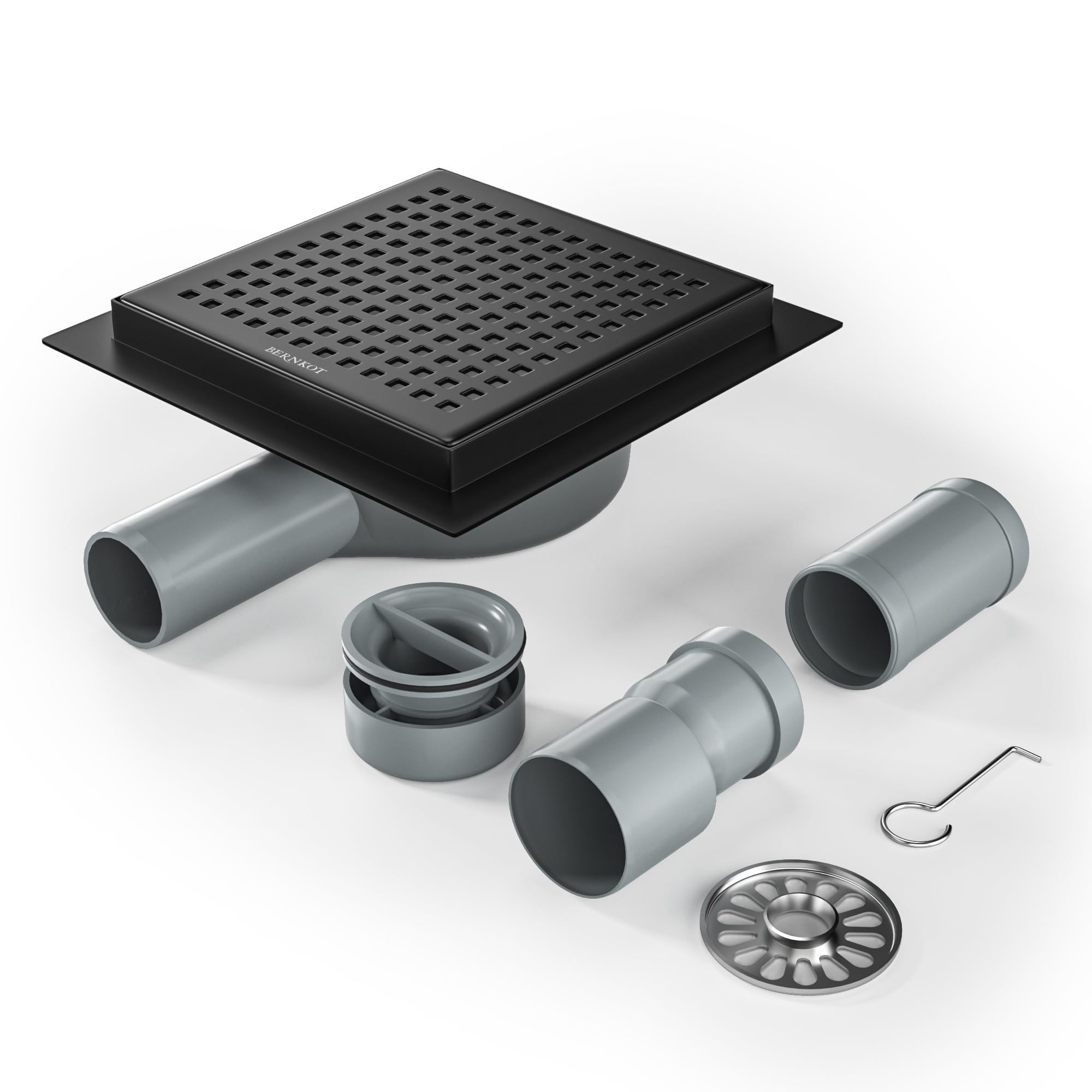 Bernkot Canna Doccia Quadrata 15x15 cm, Nera