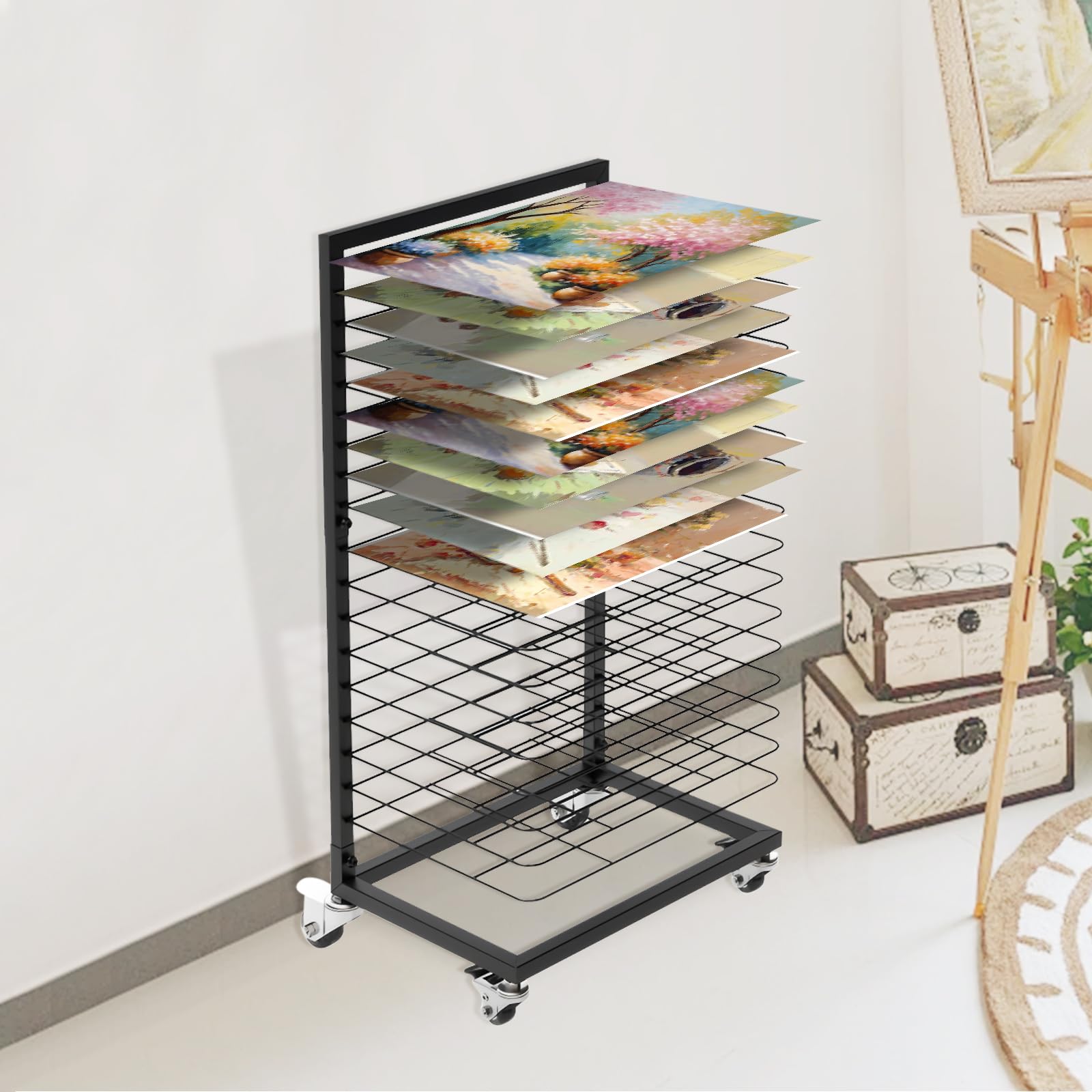 Stendibiancheria Mobile per Quadri con Ruote Bloccabili