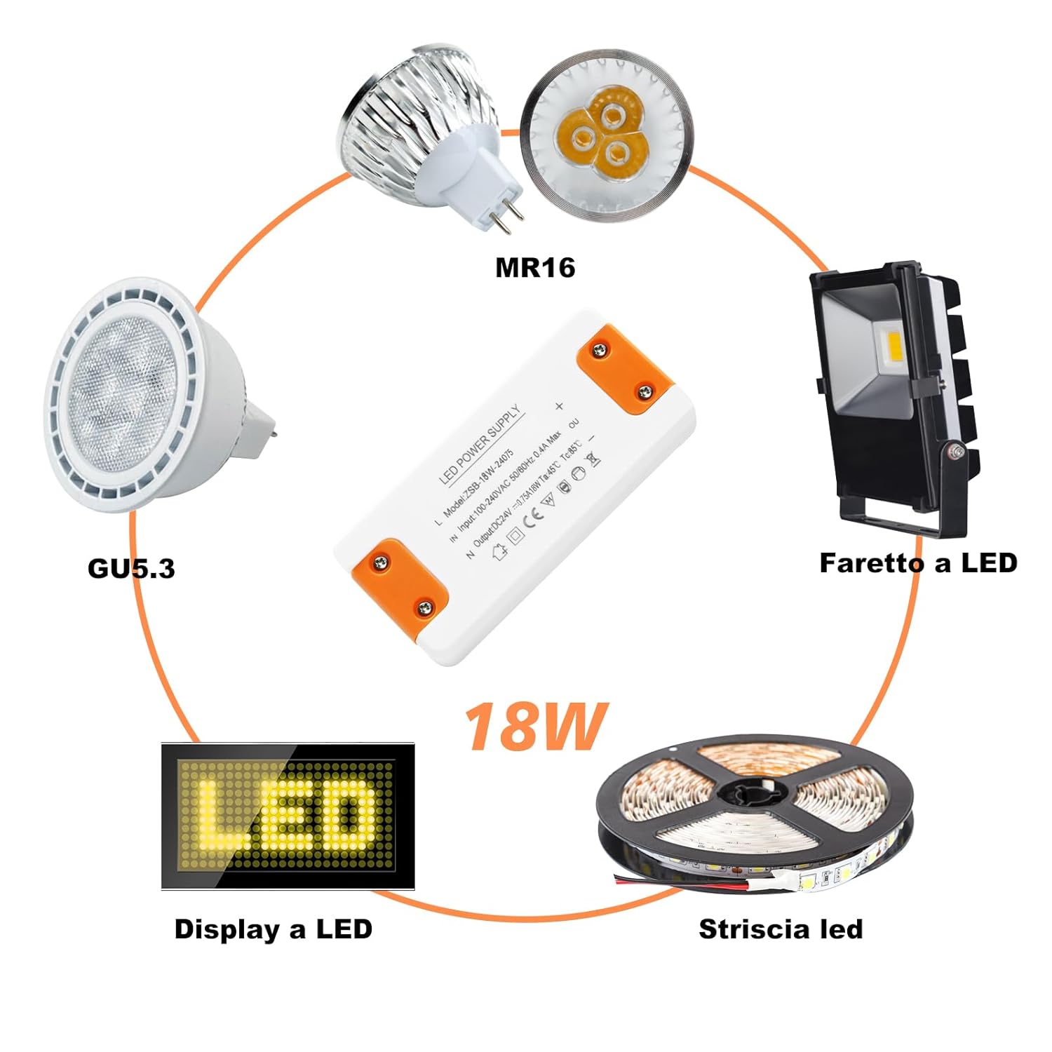 Alimentatore 24V 0.75A 18W per LED - immagine 3