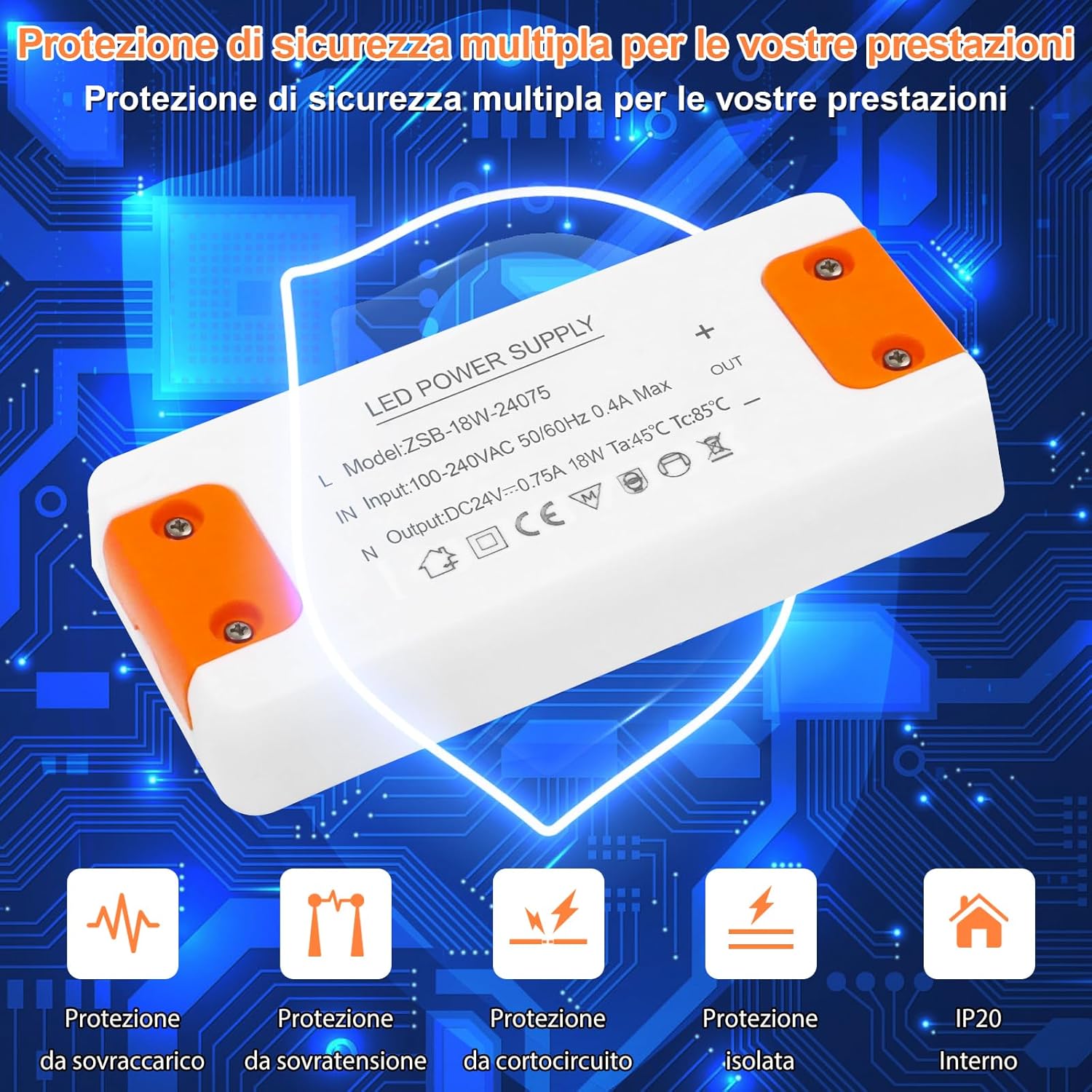 Alimentatore 24V 0.75A 18W per LED - immagine 4