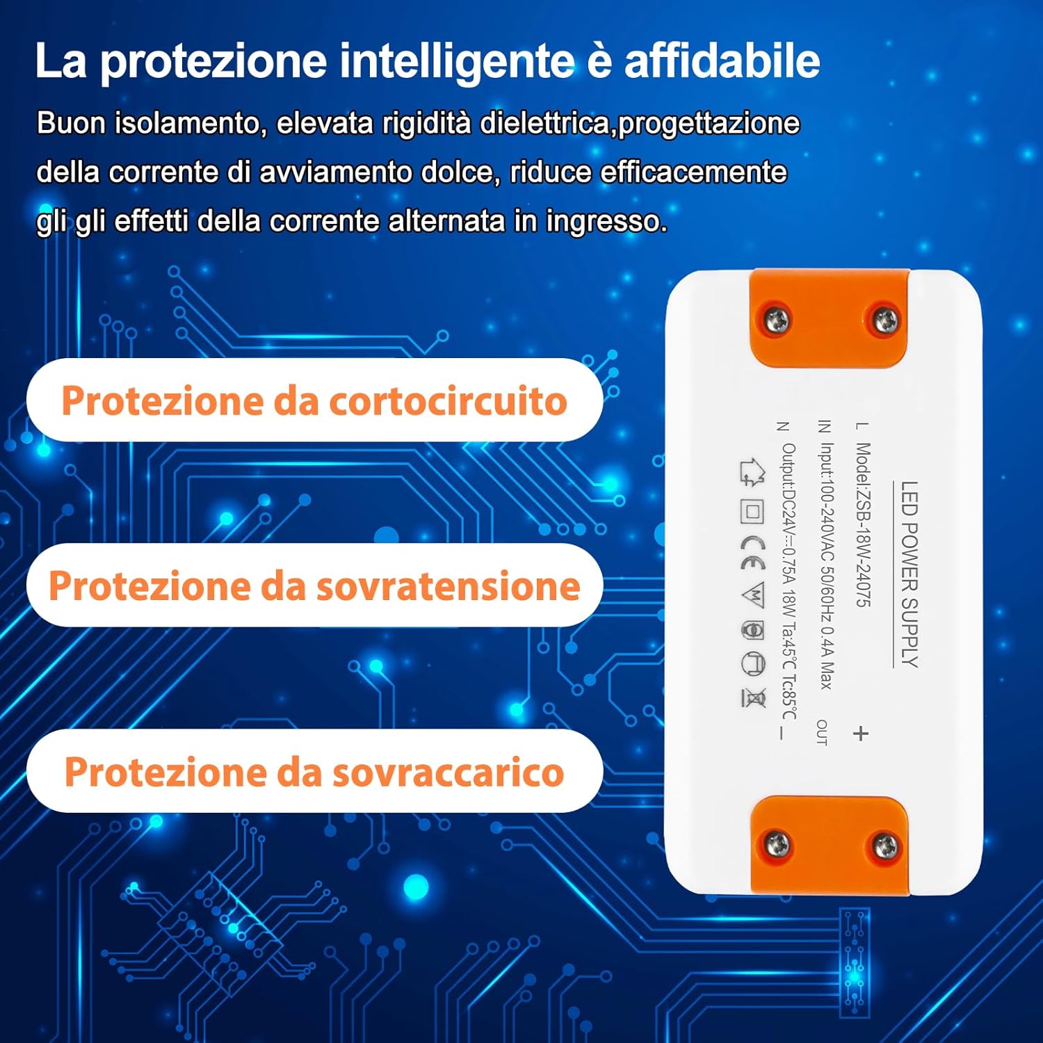 Alimentatore 24V 0.75A 18W per LED - immagine 6