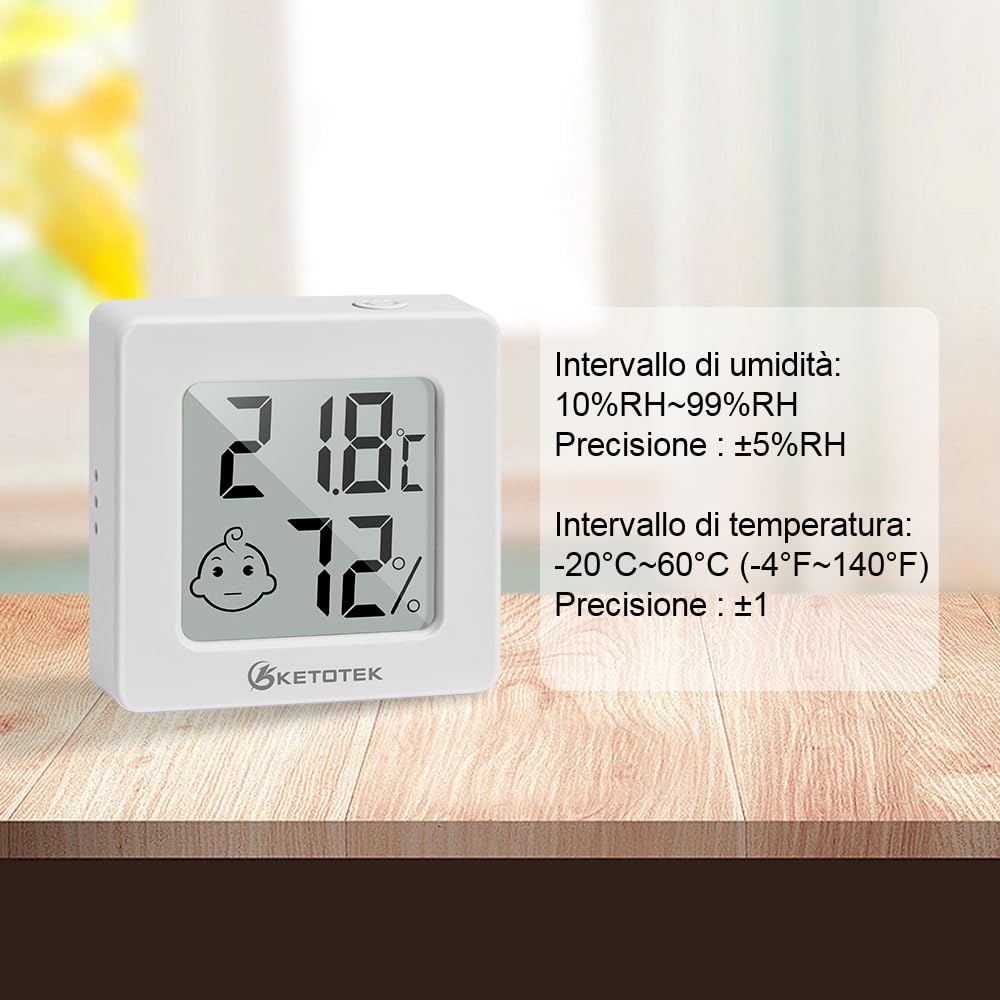 Ketotek Mini Igrometro Termometro Digitale 5 Pezzi - immagine 4