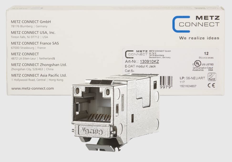 METZ CONNECT Modulo E-DAT Keystone Cat.6A Jack 180°, 12 VPE