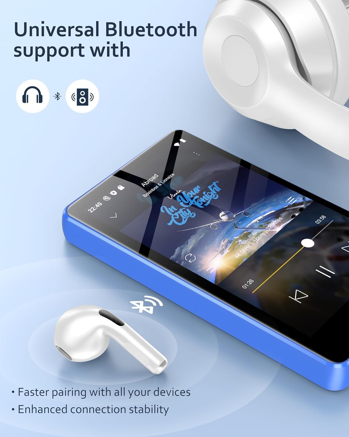 Lettore MP3 144GB con Wi-Fi e Bluetooth 4.02" Blu - immagine 3
