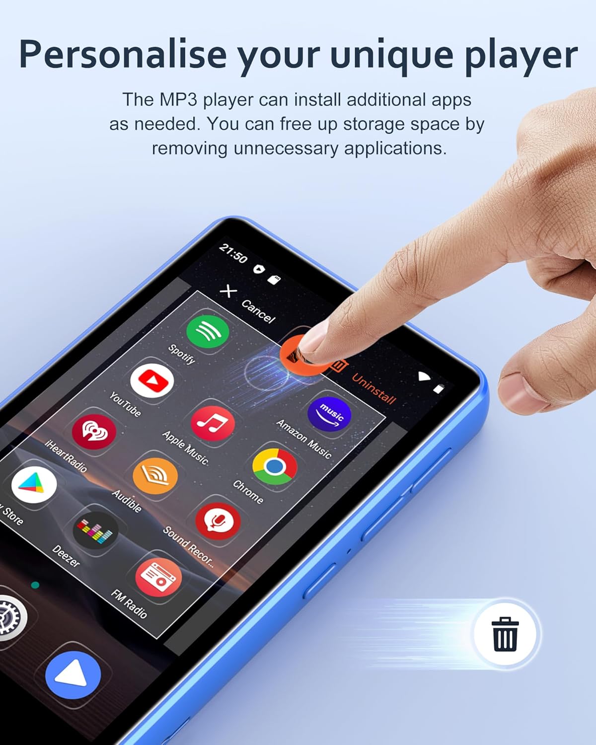 Lettore MP3 144GB con Wi-Fi e Bluetooth 4.02" Blu - immagine 8