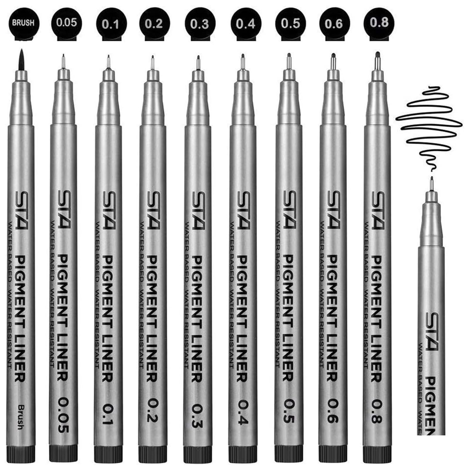 Beupro Fineliner - Set 9 Penne a Punta Fine Nere