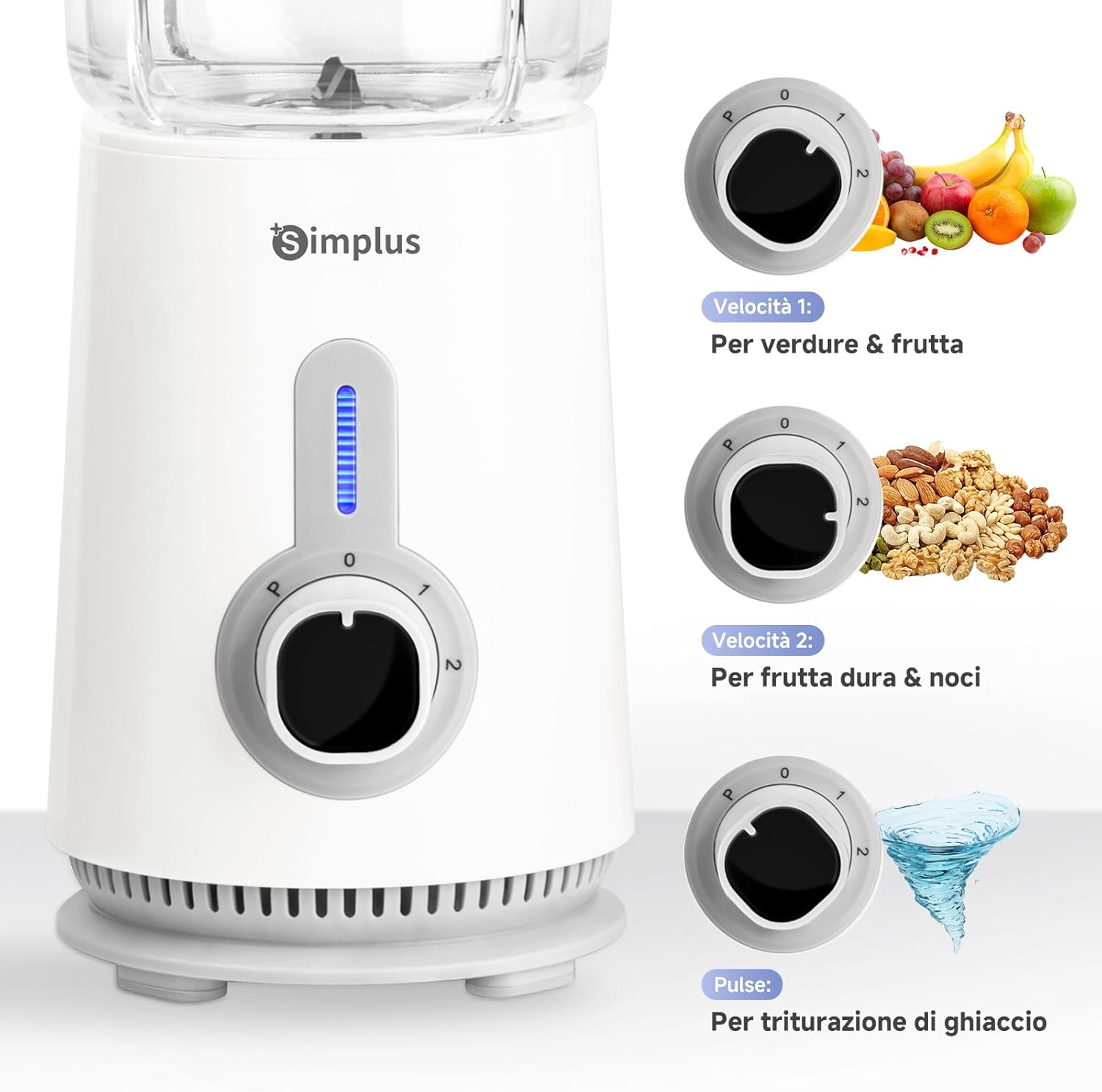 Simplus Frullatore e Robot da Cucina Combo 3 in 1, Bianco - immagine 6