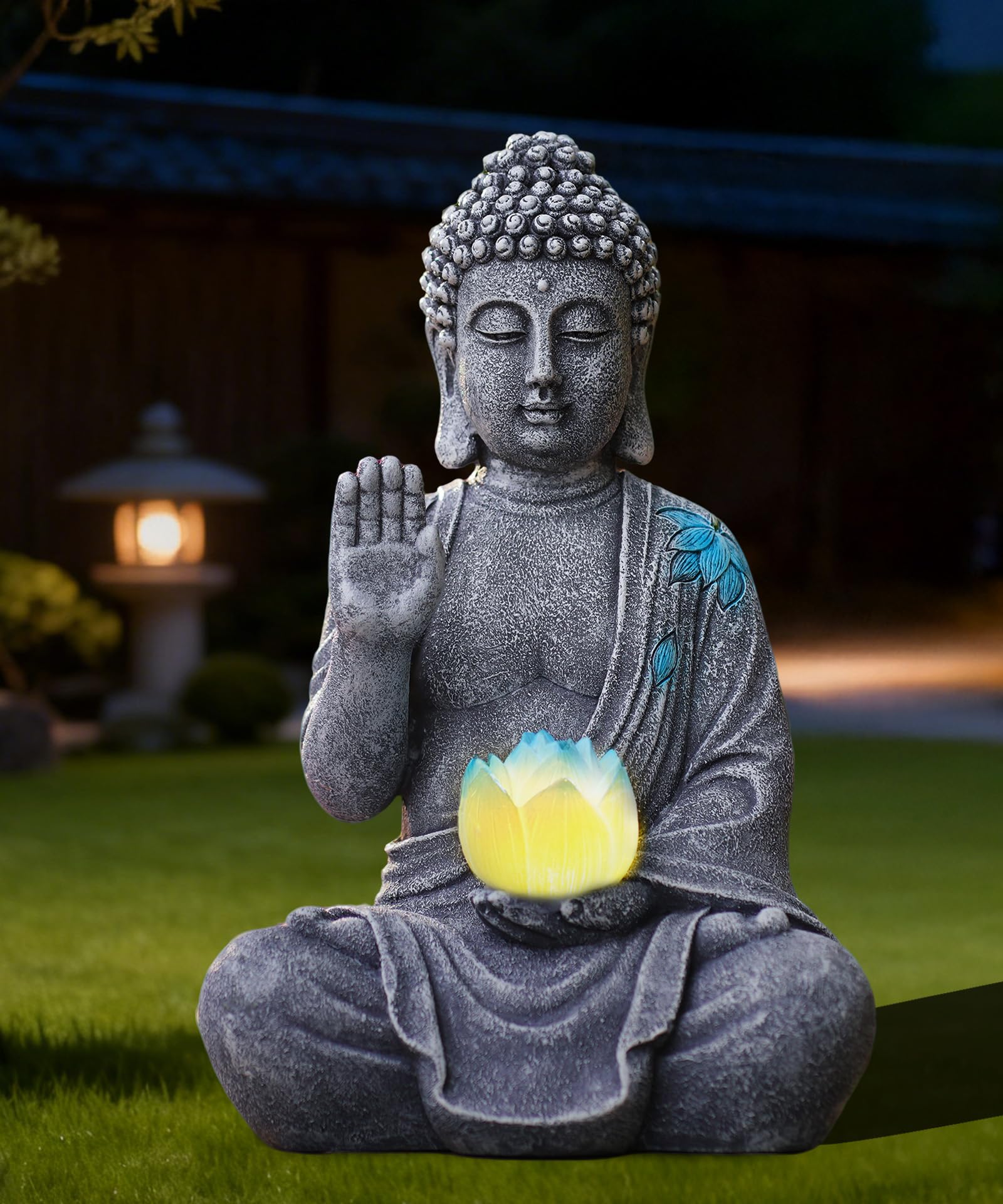 Statuetta di Buddha con LED Solare (27 cm)