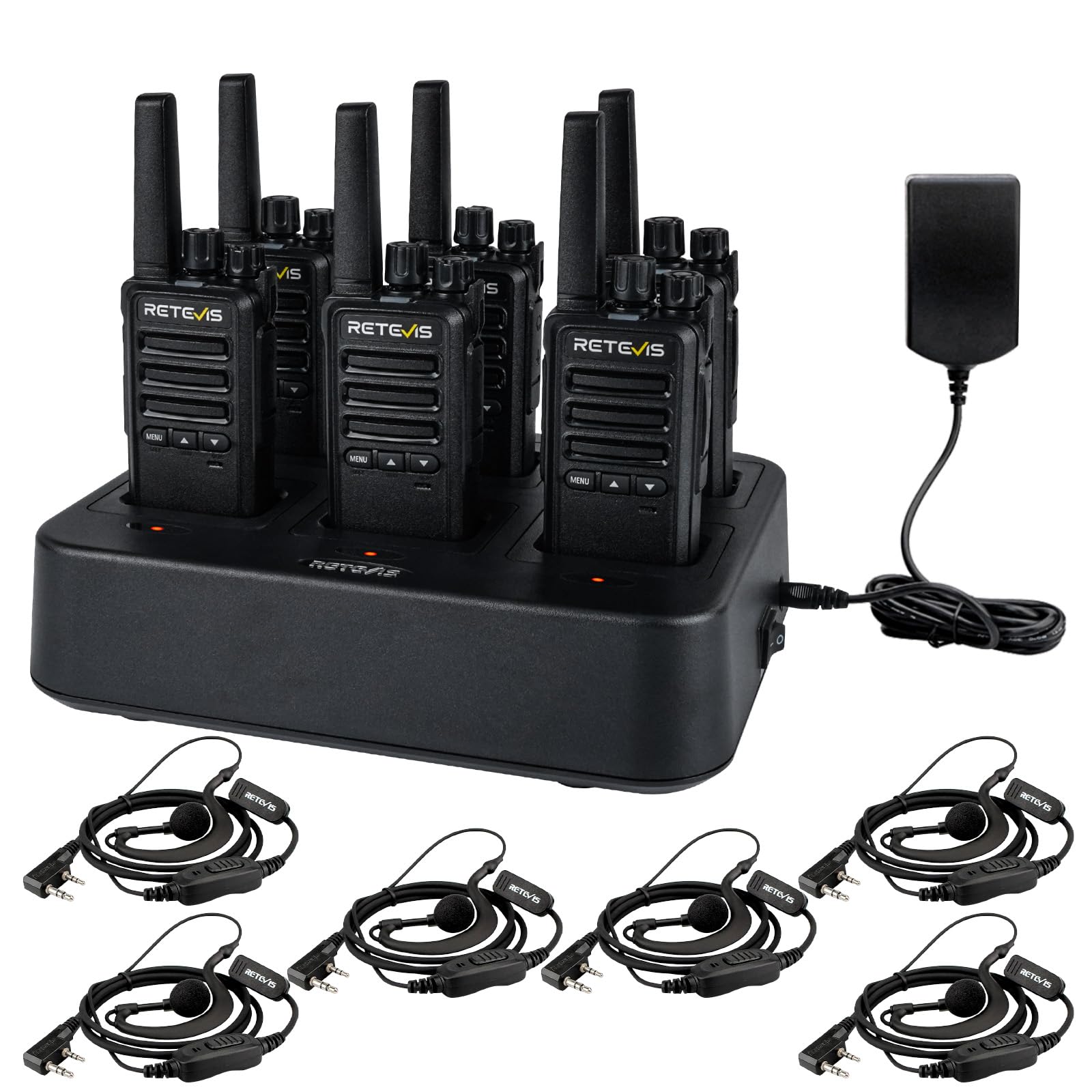 Retevis RT668B Walkie Talkie PMR446 (6 Pezzi, Nero)