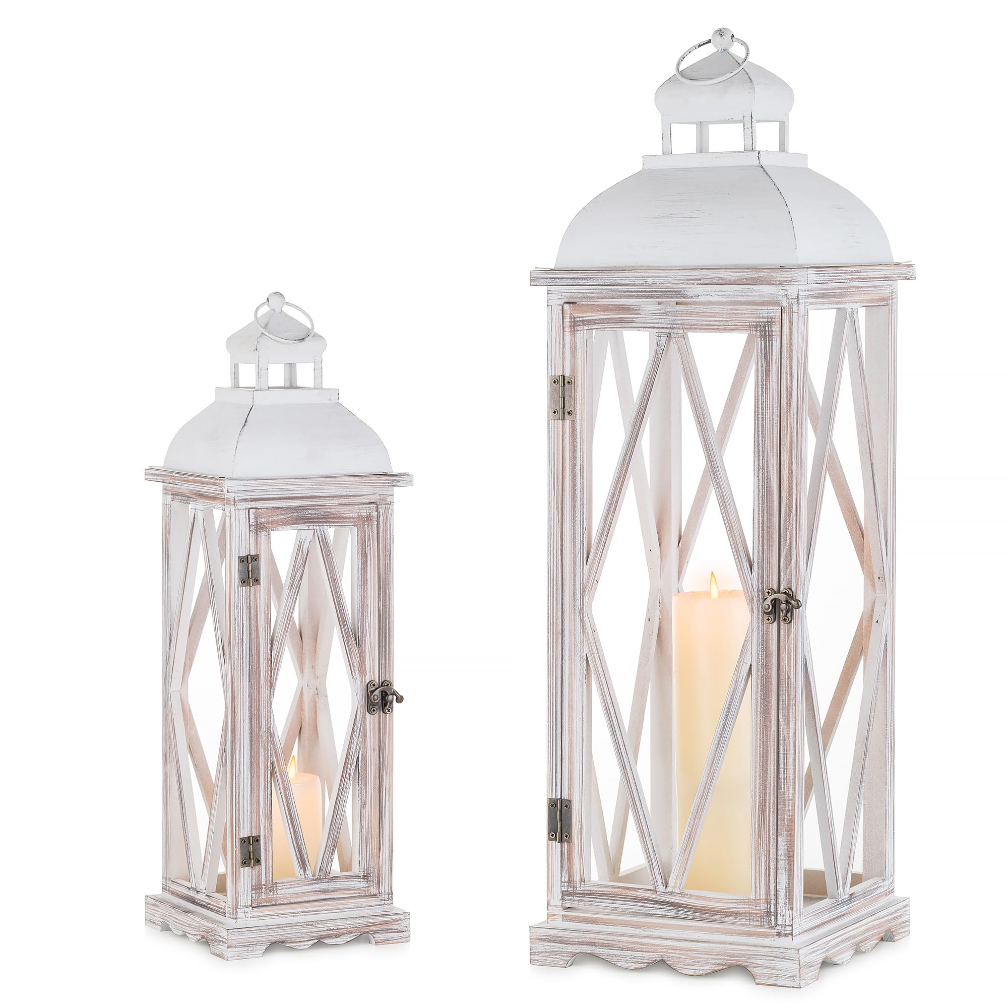 Staymoment Lanterne in Legno per Esterni, Set 2, Bianche