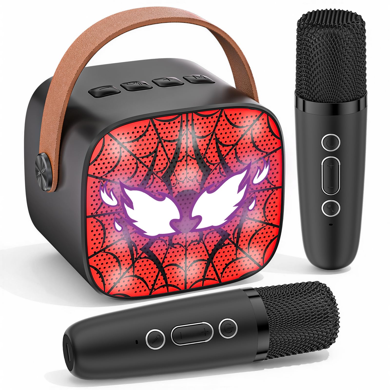 Spider Microfono Karaoke per Bambini, Giochi Regalo Bambino 3 4 5 6 7 8 9 10 11 12 Anni Maschio, Cassa Karaoke con 2 Microfono Bluetooth, Regalo Compleanno Natale Giochi per Bambino 3-12 Anni