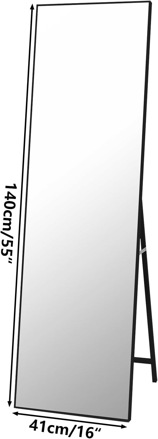 Vasemouh Specchio da Terra o Parete con Cornice Nera - immagine 2