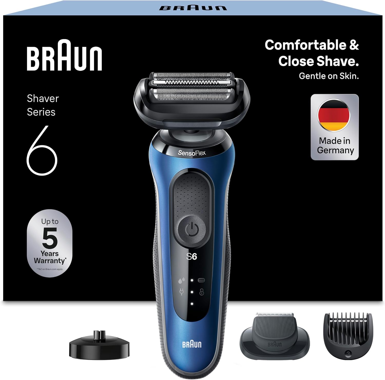 Braun Series 6 Rasoio Elettrico Barba, Regolabarba Uomo EasyClick, Base ...