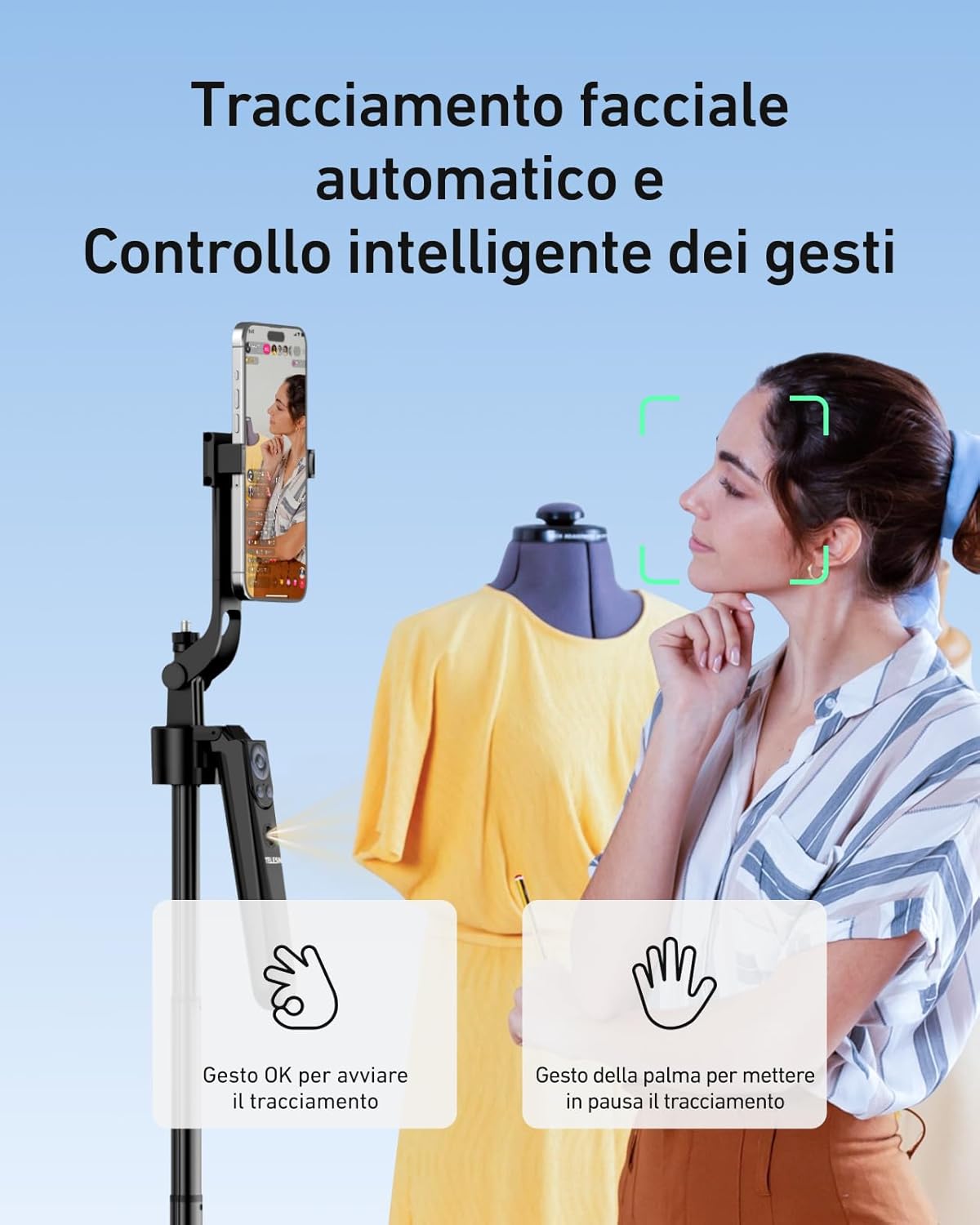 Telesin Treppiede Automatico con Tracciamento Volto 160cm - immagine 2