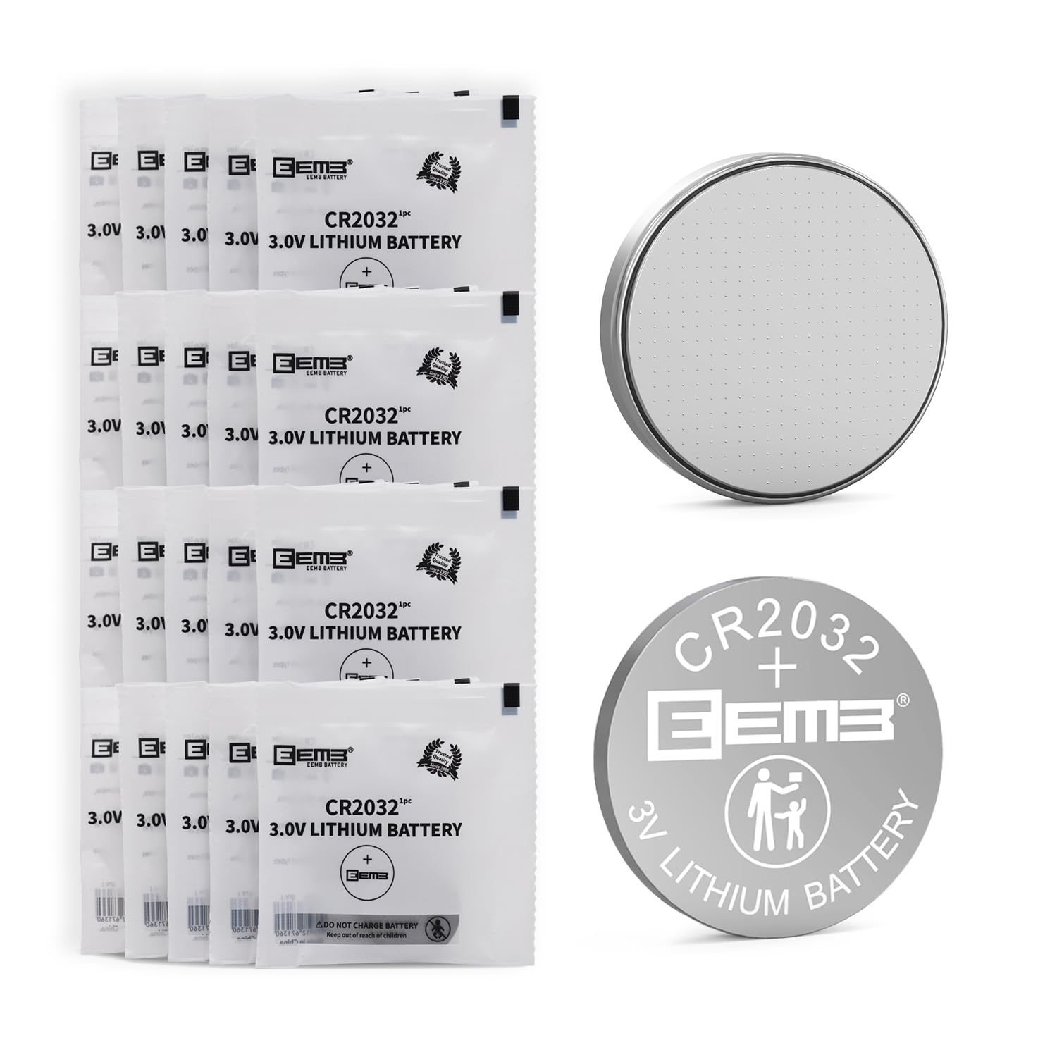 Eemb 20 Batterie al Litio CR2032 3V a Bottone