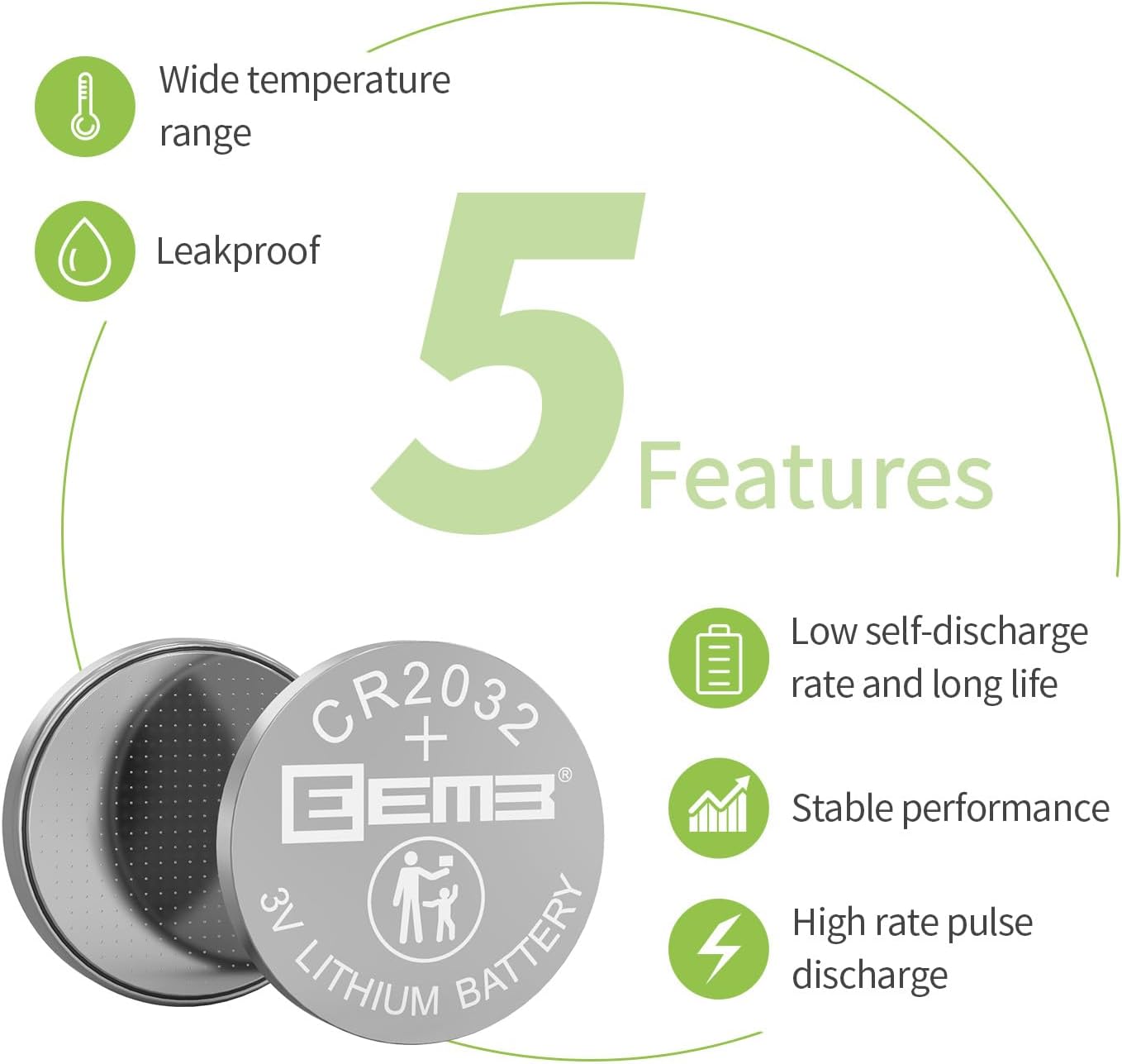 Eemb 20 Batterie al Litio CR2032 3V a Bottone - immagine 3