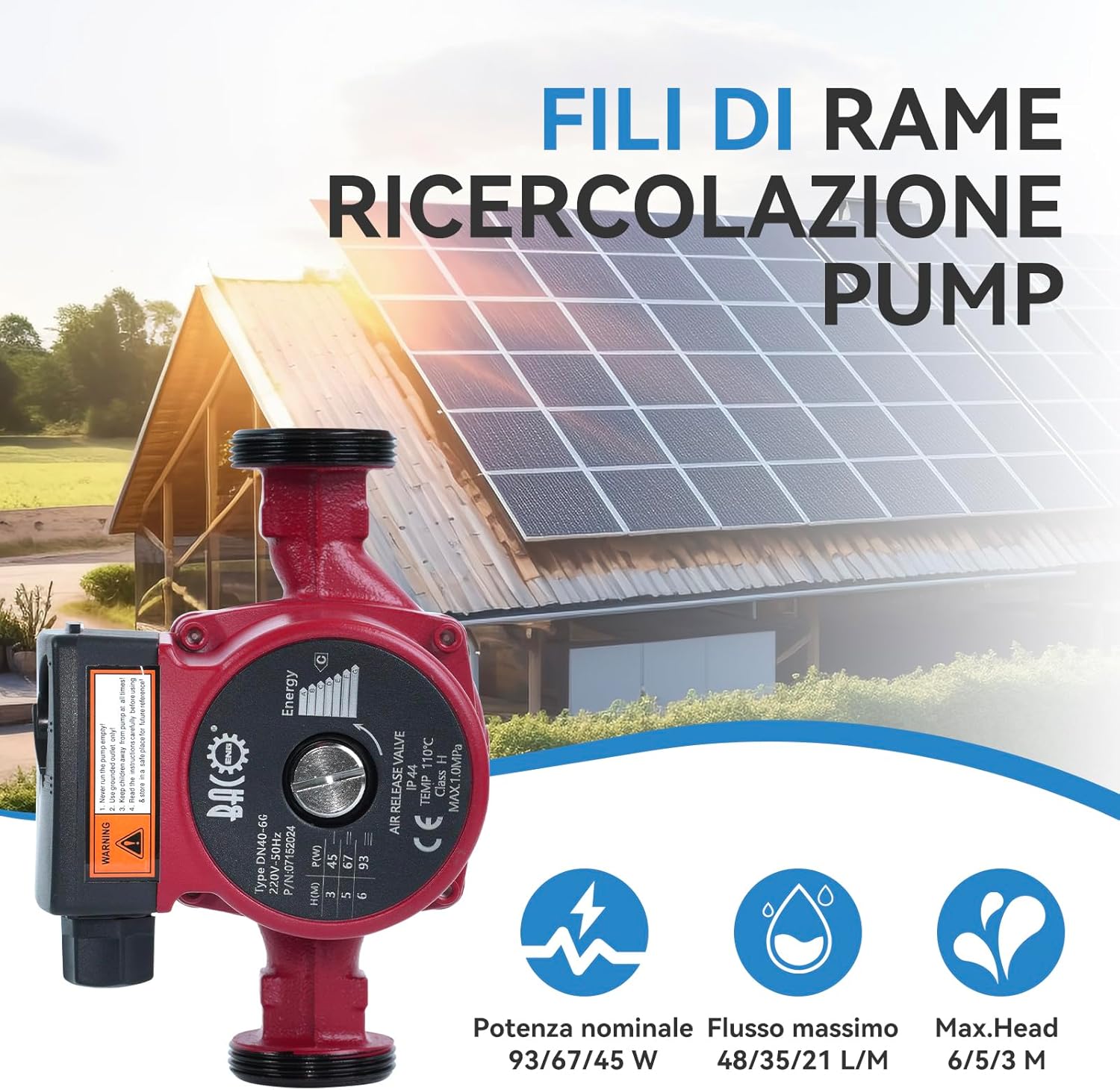 BACOENG Pompa di Circolatore Riscaldamento RS 25/6-180 - immagine 2