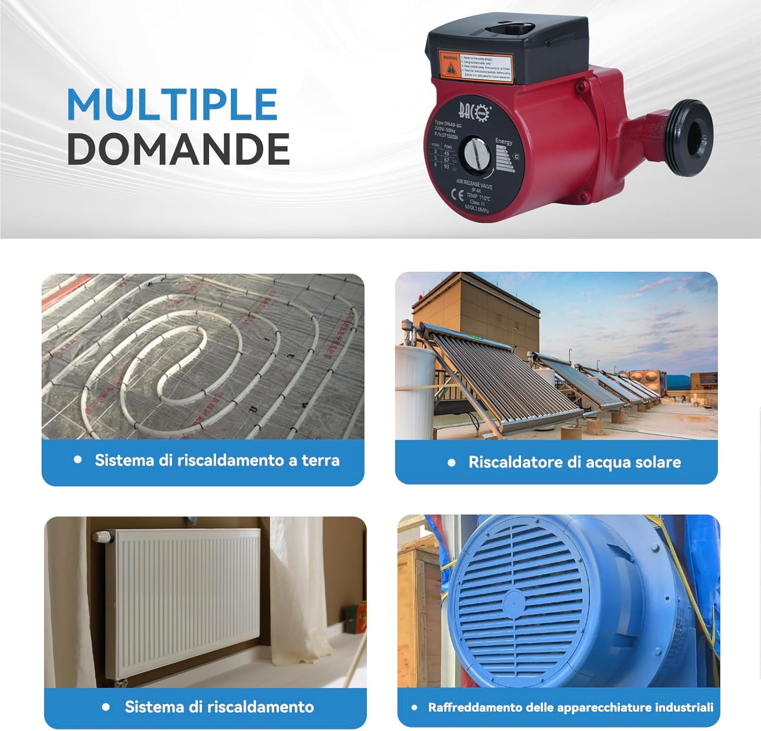 BACOENG Pompa di Circolatore Riscaldamento RS 25/6-180 - immagine 4