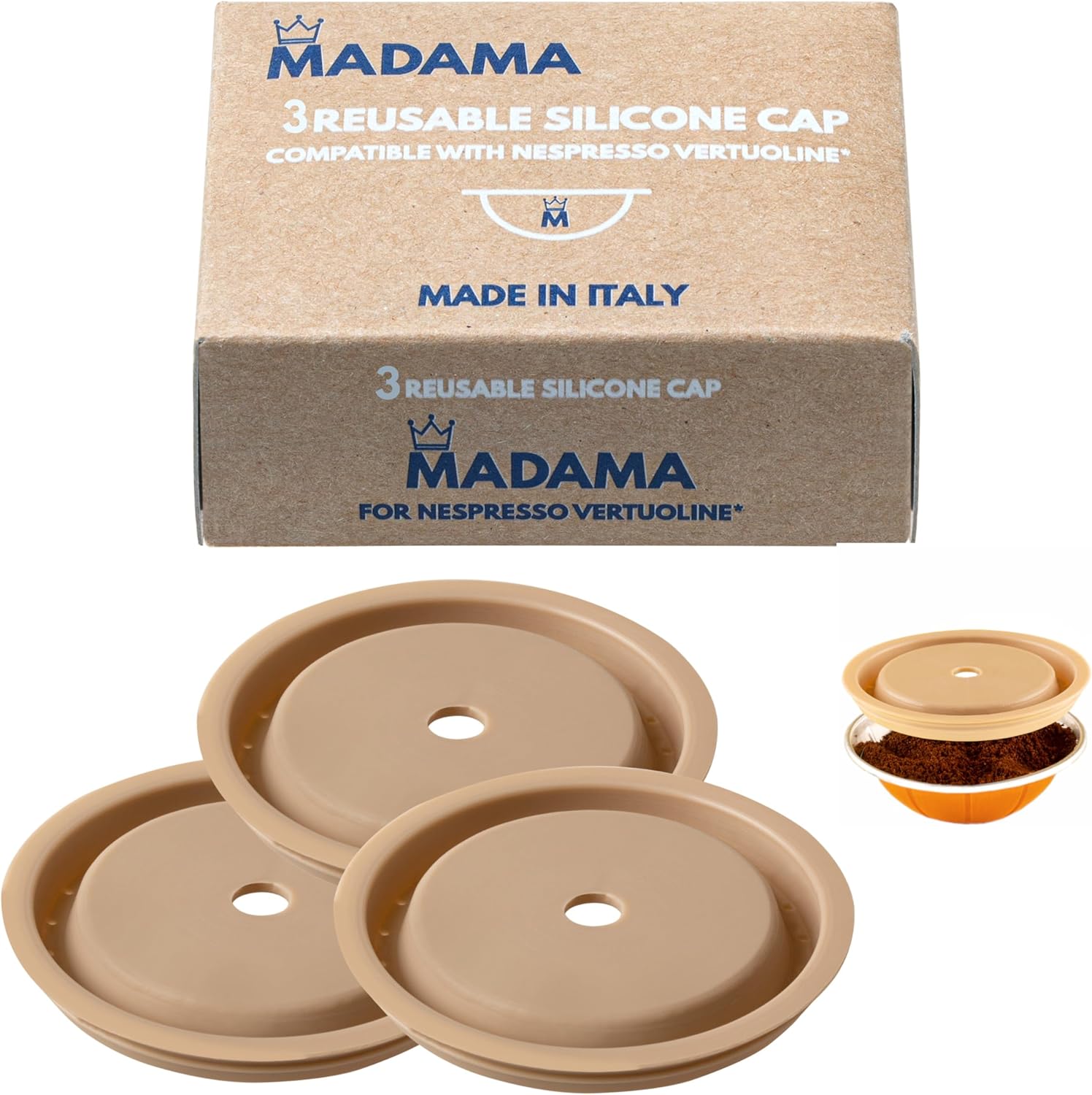 Madama Tappo Riutilizzabile per Capsule Nespresso Vertuo - 3 Pezzi - immagine 1
