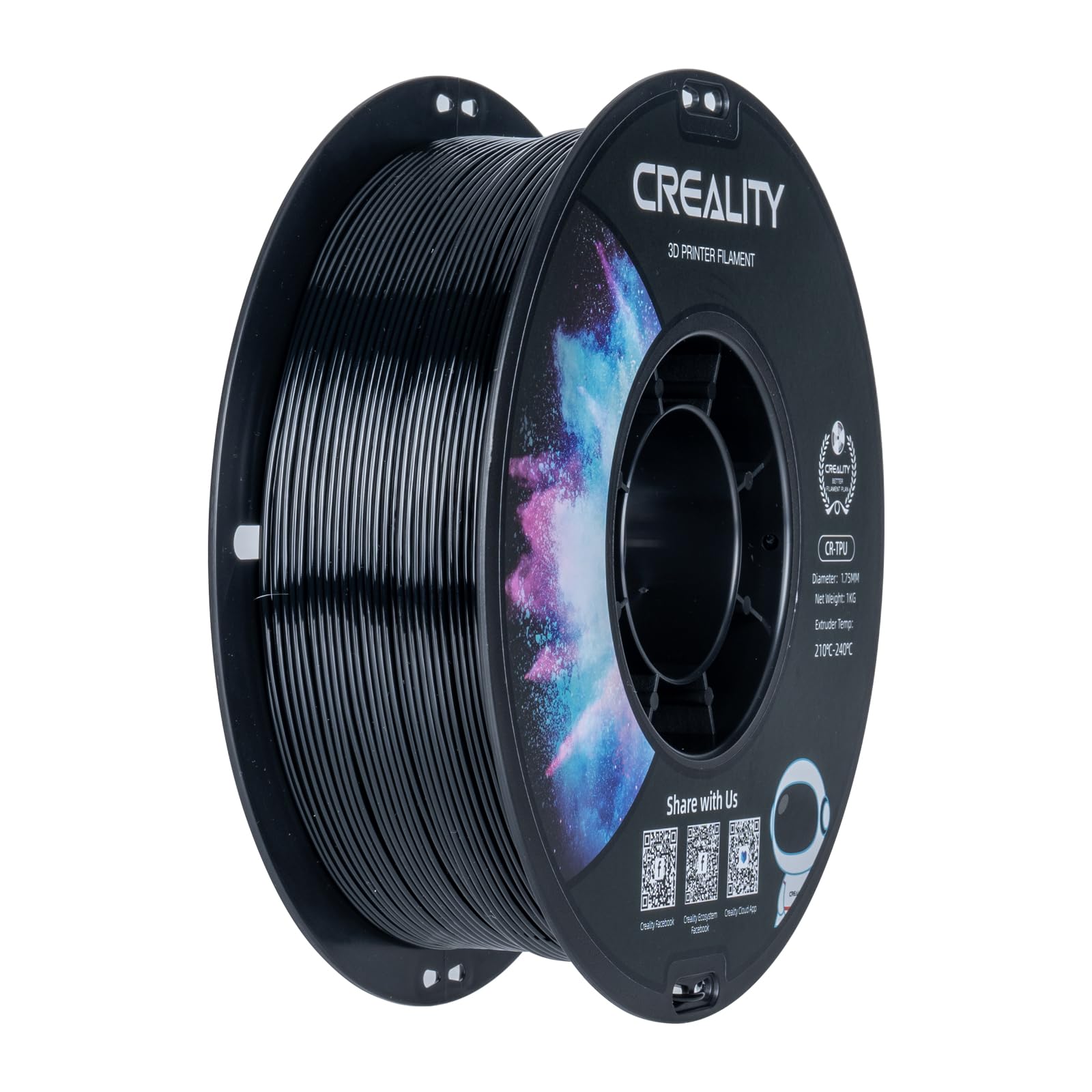 Creality Filamento TPU 1.75mm per Stampa 3D (1kg), Nero