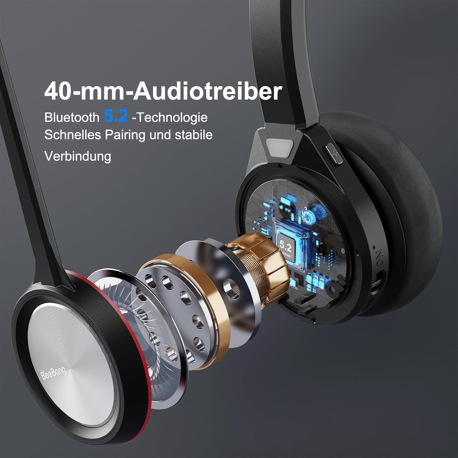 Beebang Cuffie Wireless Mono Bluetooth 5.2 con Microfono - immagine 3