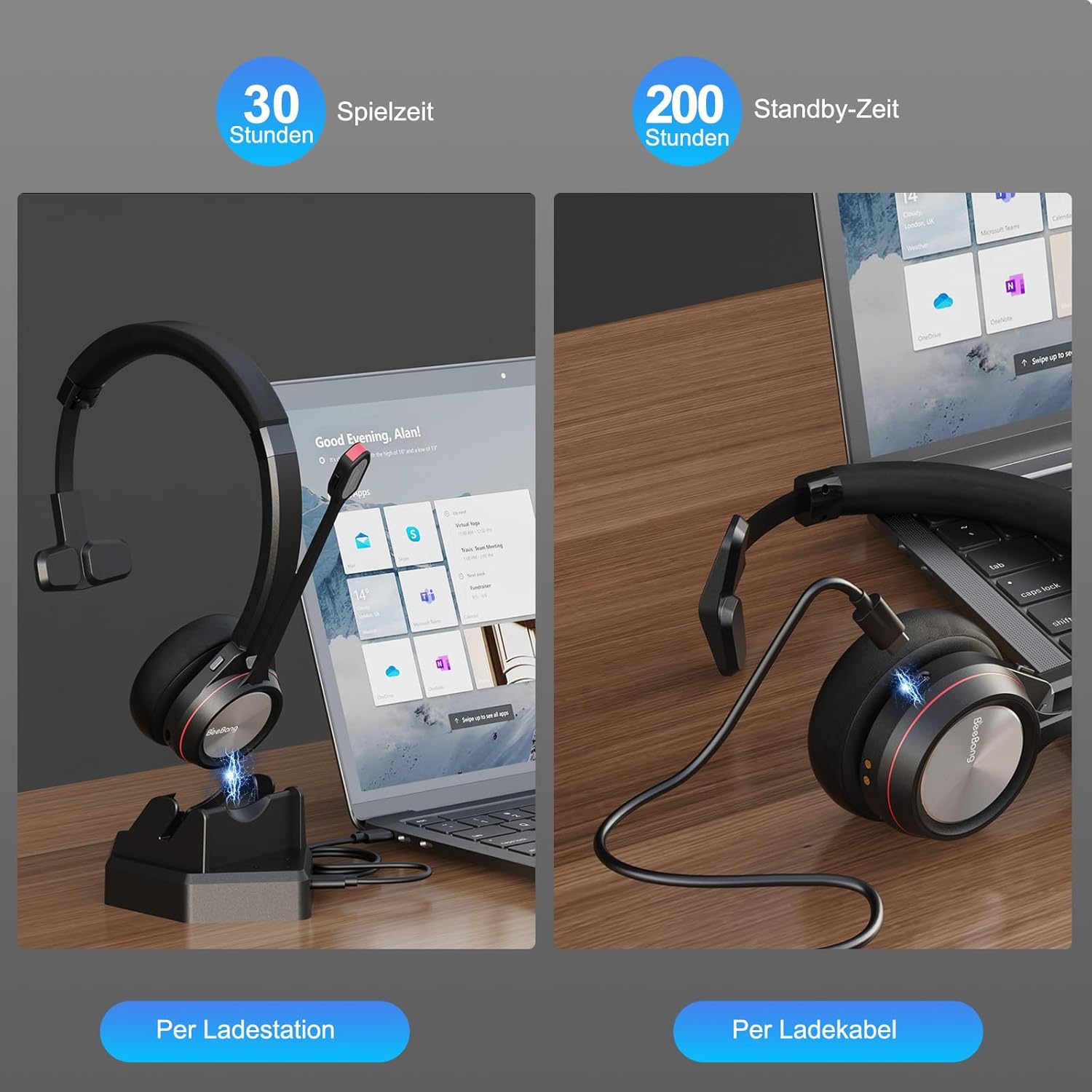 Beebang Cuffie Wireless Mono Bluetooth 5.2 con Microfono - immagine 5