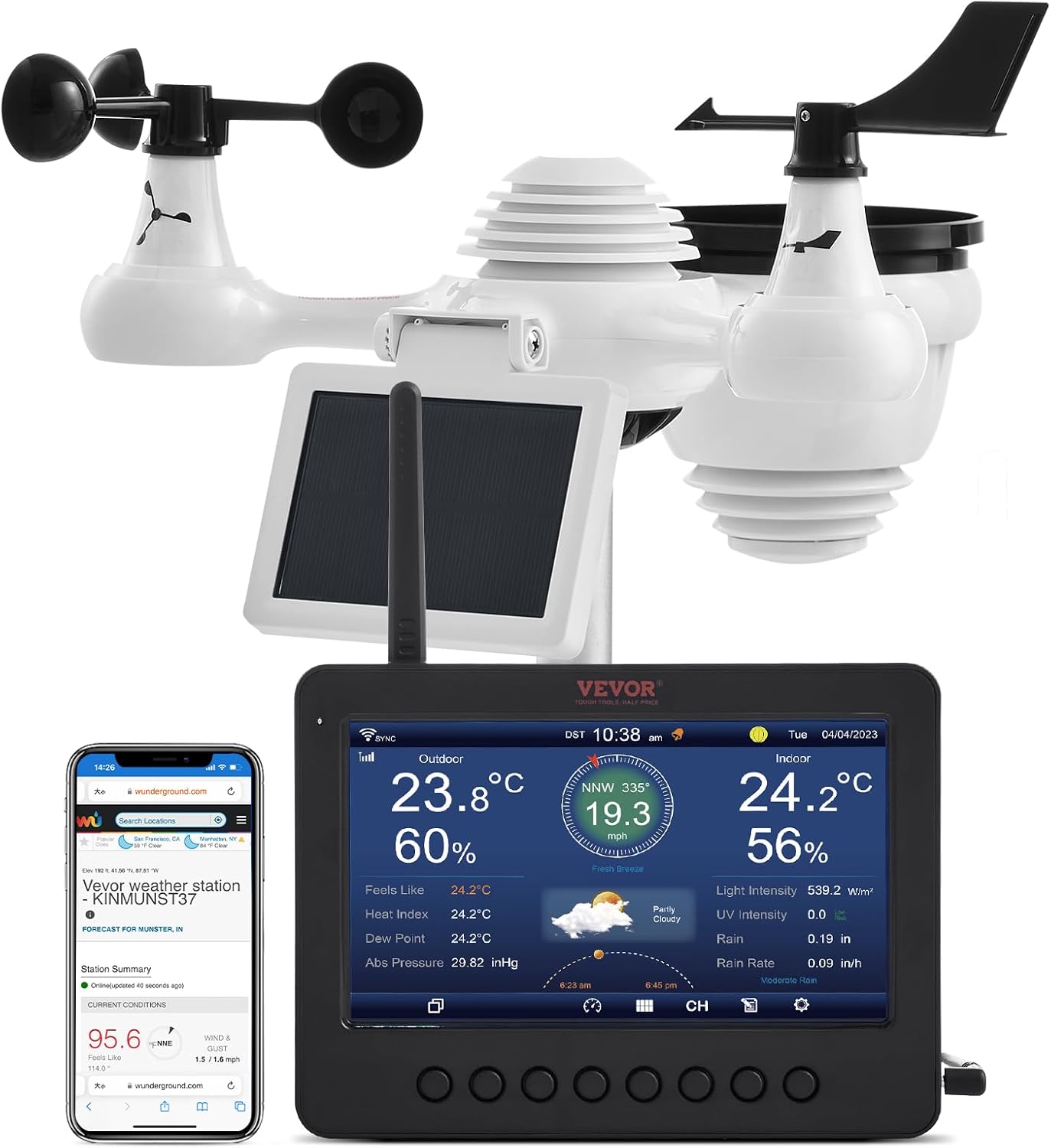 Vevor Stazione Meteorologica Wireless 7 in 1 con Wi-Fi