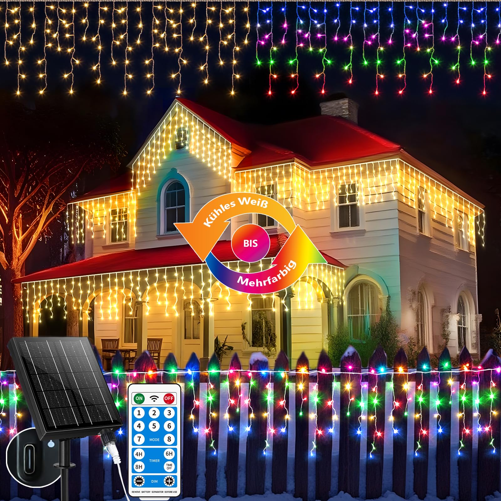 Catena di Luci Solare 660 LED 18+5m Espandibile