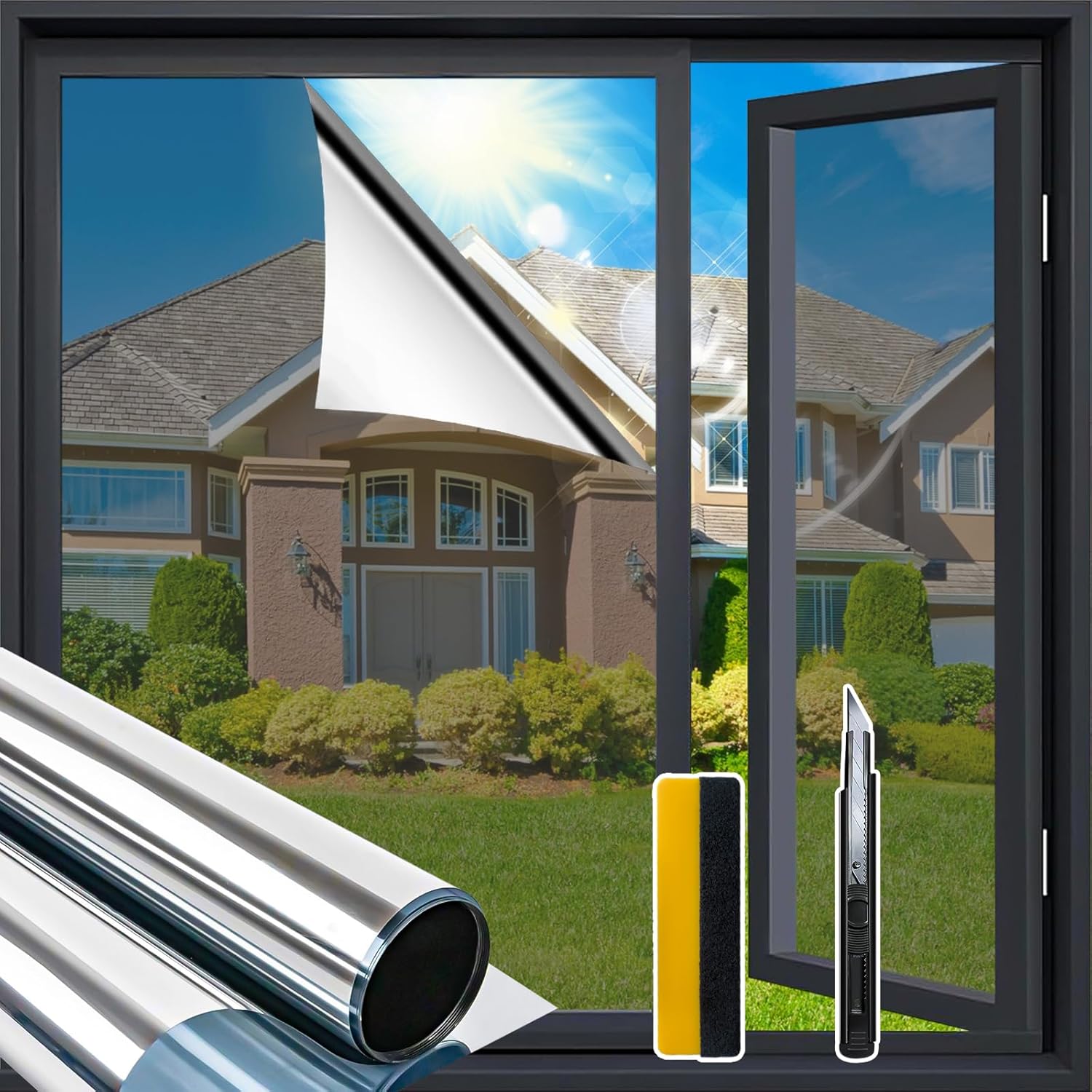 Zindoo Pellicola Specchio per Vetri Finestre 90x400cm - immagine 1