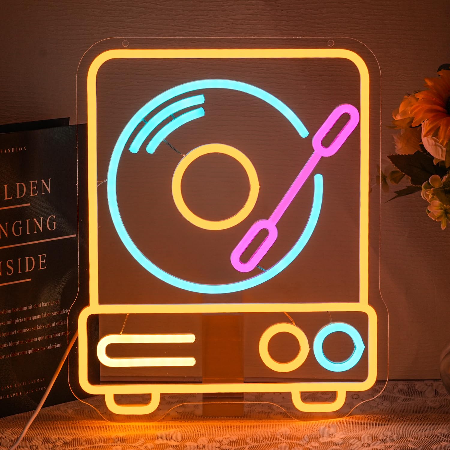 LMSIGNLY Color - Giradischi neon per decorazione da parete