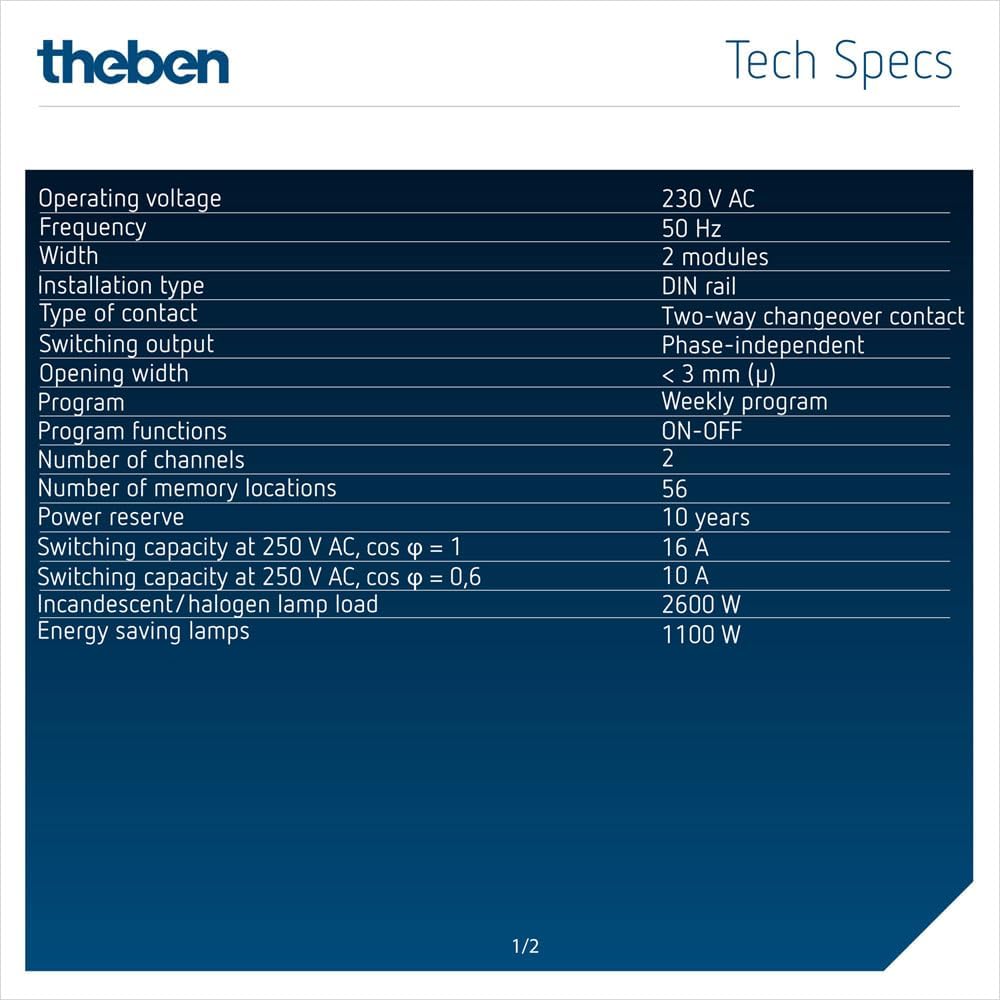 Theben TR 612 top3 - Interruttore Orario Digitale 2 Canali - immagine 4