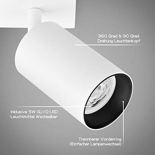 Faretti LED da Soffitto Orientabili con 4 Lampadine GU10 - immagine 2