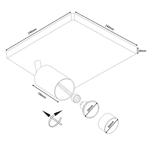 Faretti LED da Soffitto Orientabili con 4 Lampadine GU10 - immagine 6