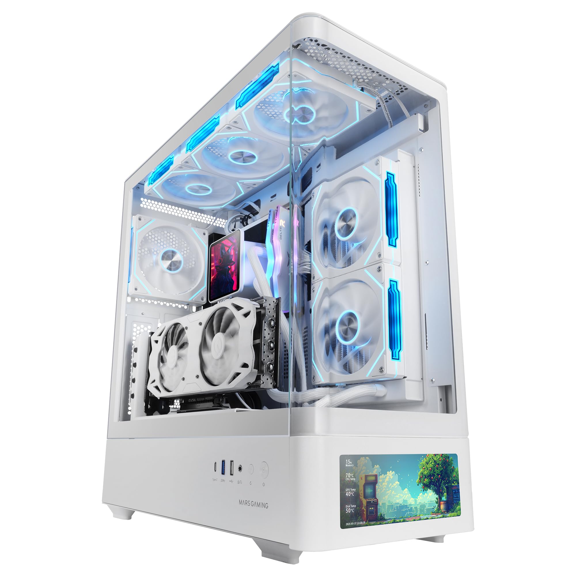 Mars Gaming MC-LCDPRO Case Gaming ATX con Schermo LCD 7.2"