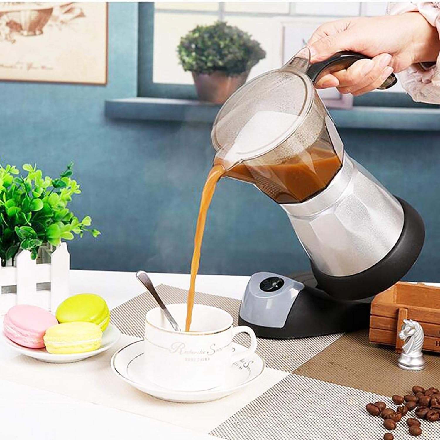 Caffettiera Elettrica 220V per Espresso e Tè 300ml - immagine 2