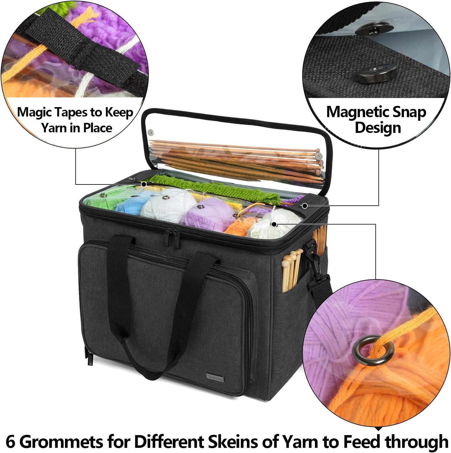 Teamoy Custodia per Filati, Borsa a Maglia, Nero - immagine 2