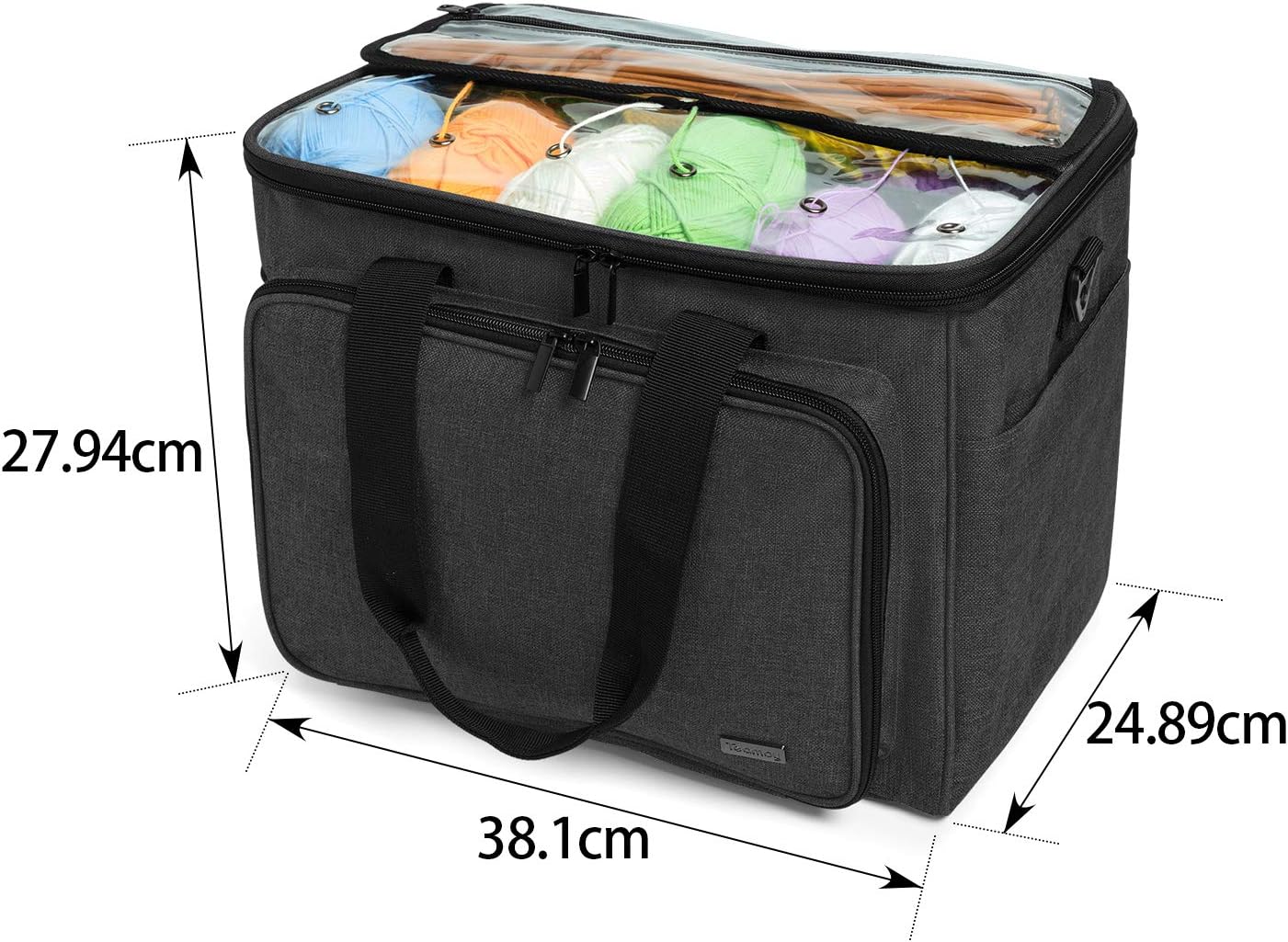 Teamoy Custodia per Filati, Borsa a Maglia, Nero - immagine 5