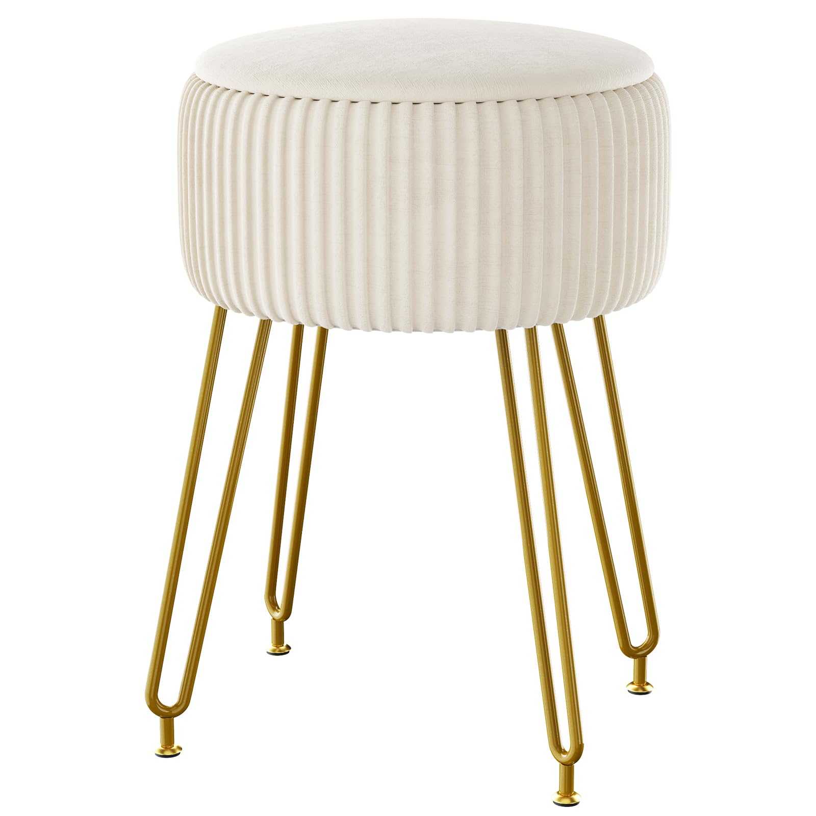 Ibuyke Poggiapiedi Sgabello Ottomano in Velluto Bianco