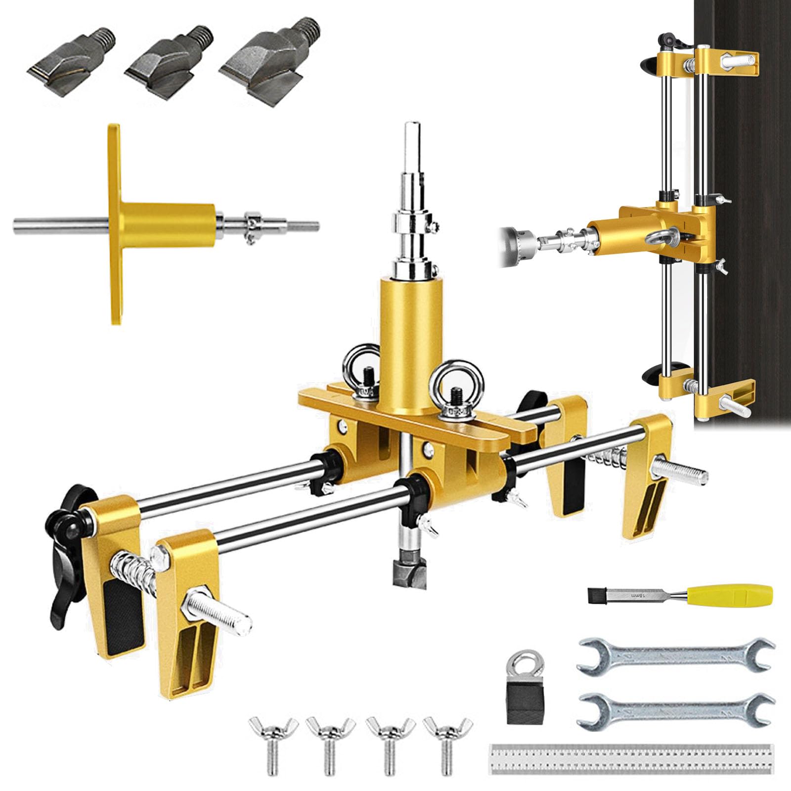 Kit Mortasatura Serratura Porta con 3 Frese Acciaio Tungsteno
