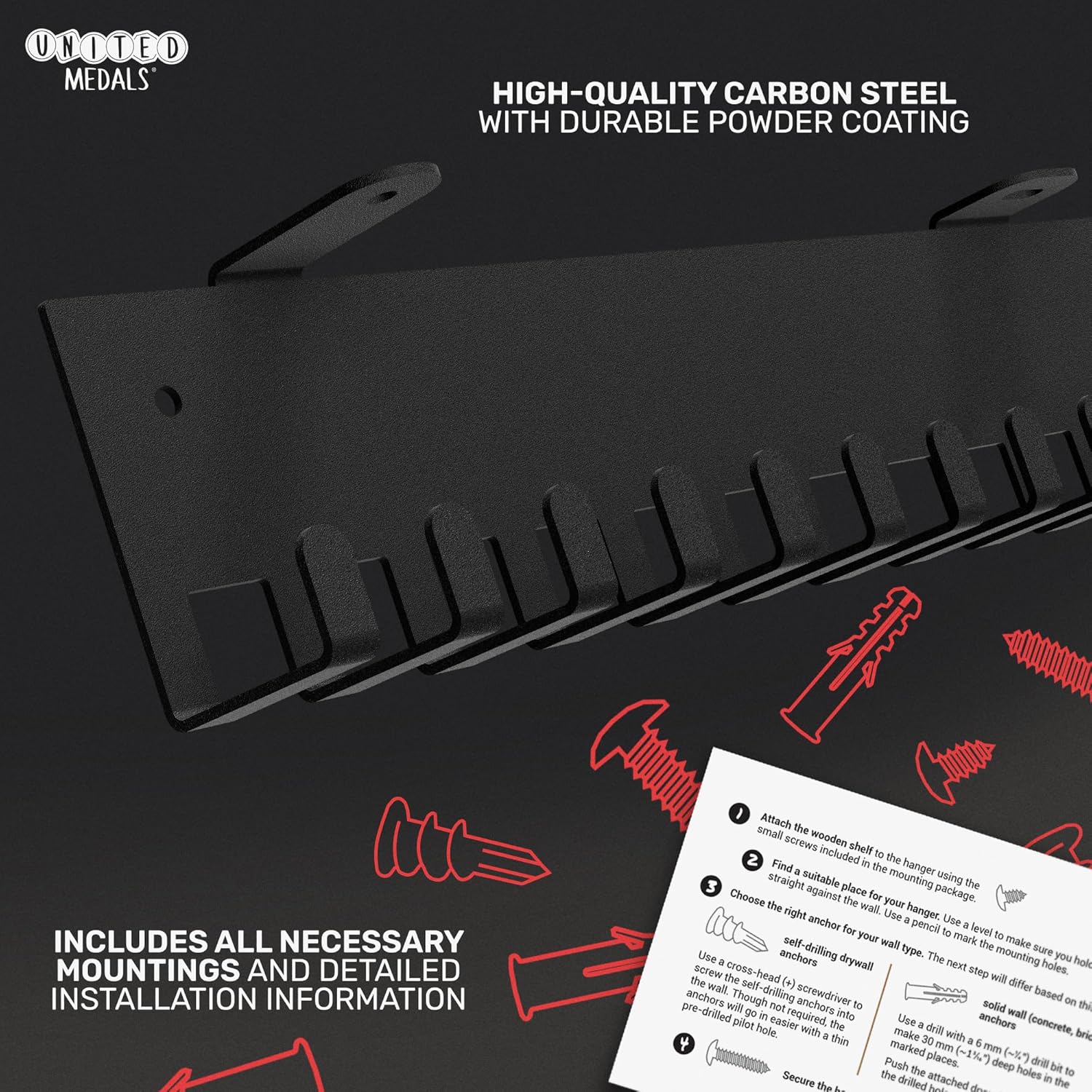 Espositore per medaglie, vuoto, con ripiano in bambù naturale - immagine 4