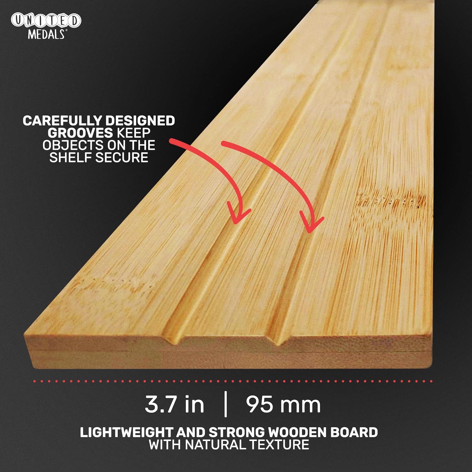 Espositore per medaglie, vuoto, con ripiano in bambù naturale - immagine 5