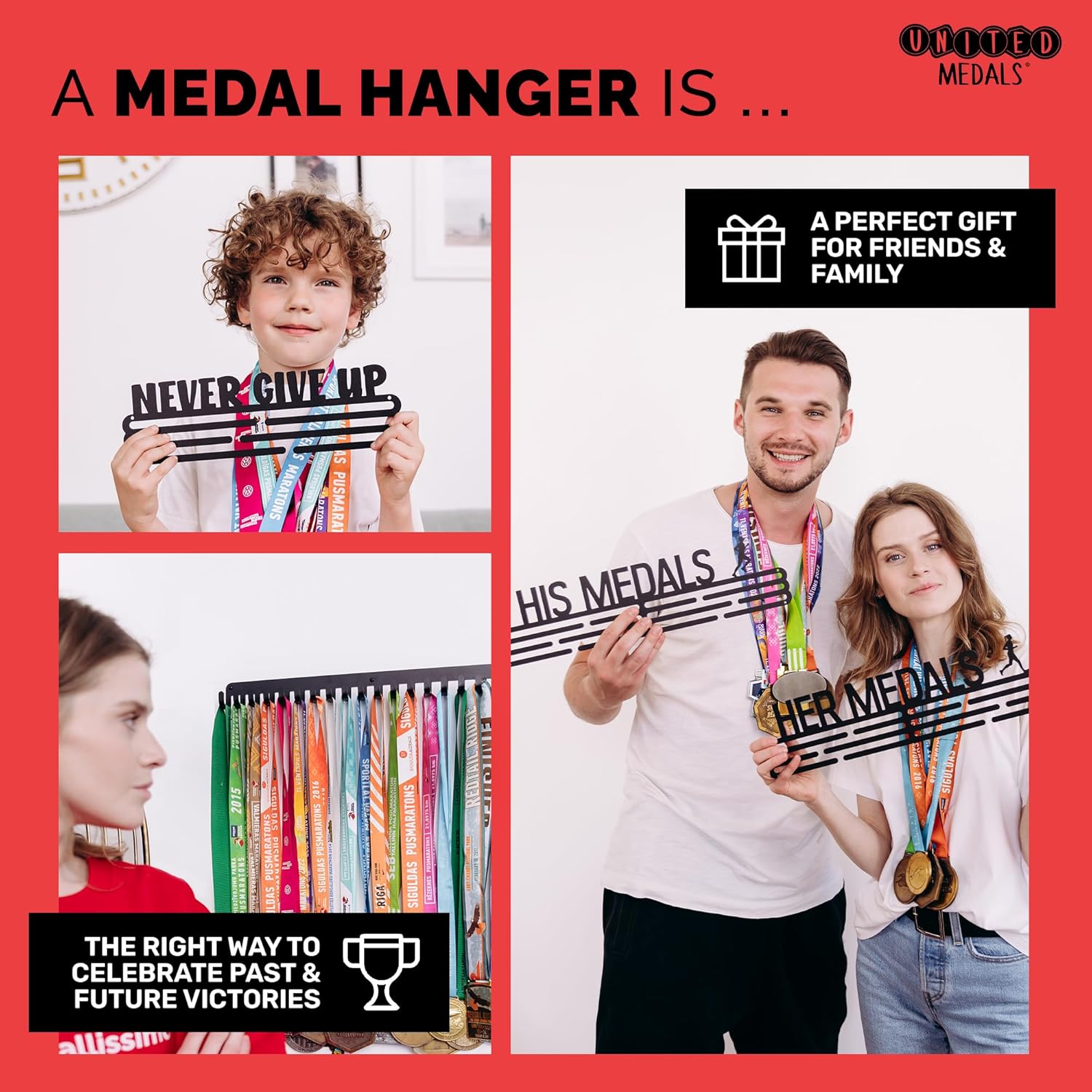 Espositore per medaglie, vuoto, con ripiano in bambù naturale - immagine 6