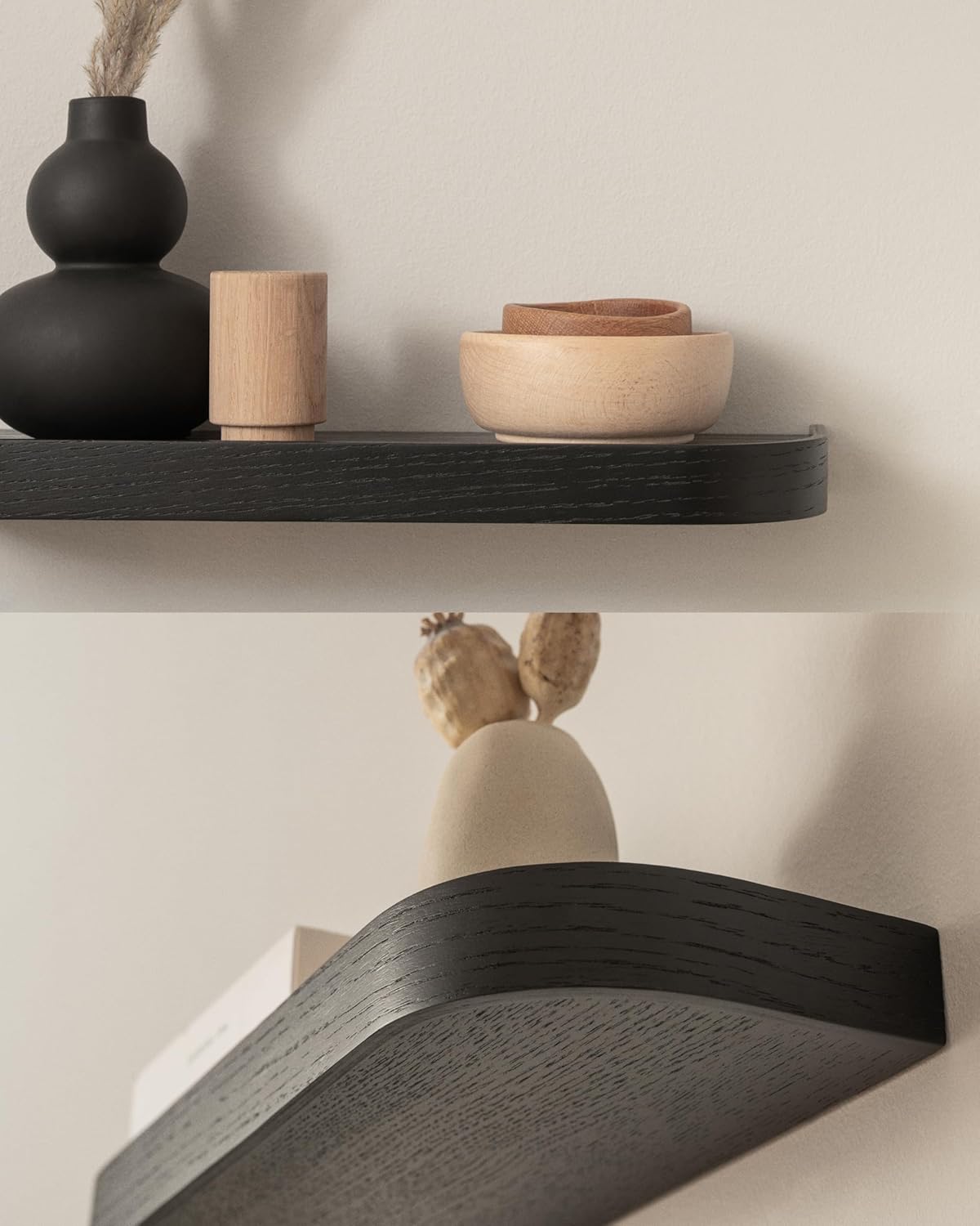 Kazai.® Mensole da Muro 'Neva' Set 3 - Quercia, Nero - immagine 2