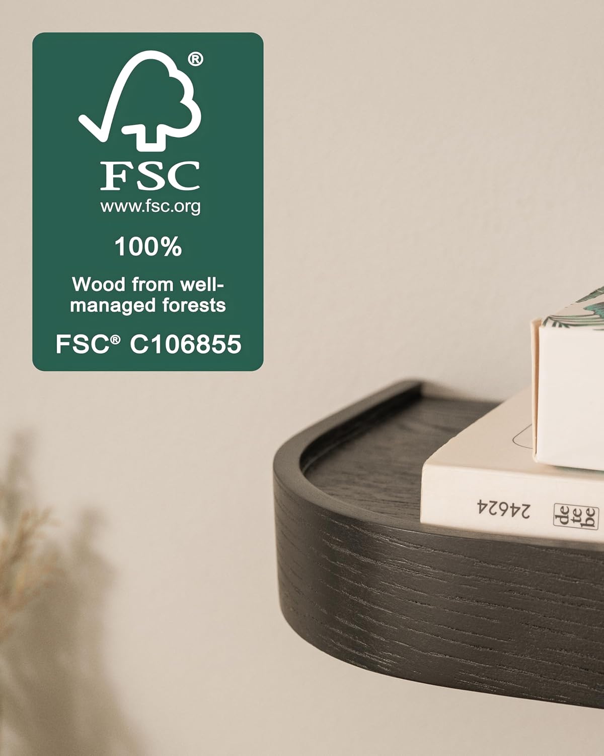 Kazai.® Mensole da Muro 'Neva' Set 3 - Quercia, Nero - immagine 3