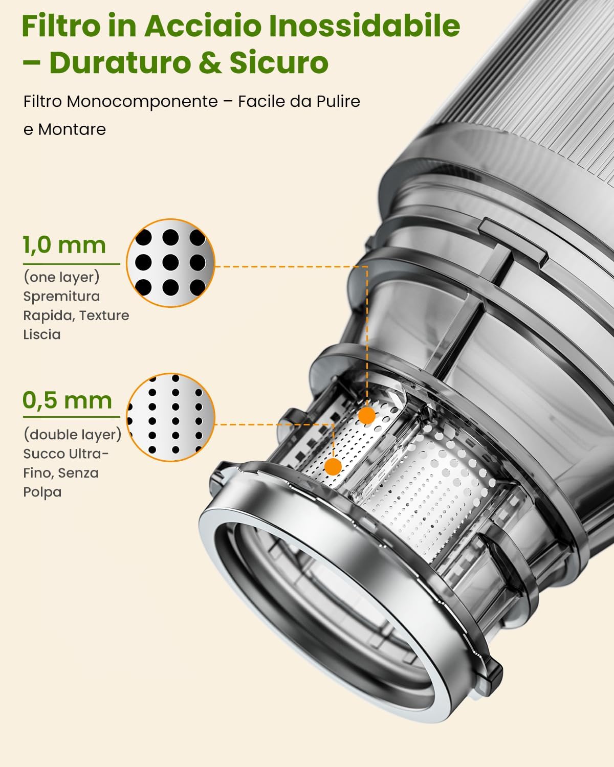 Linkchef Estrattore Frutta e Verdura a Freddo 200W - immagine 3